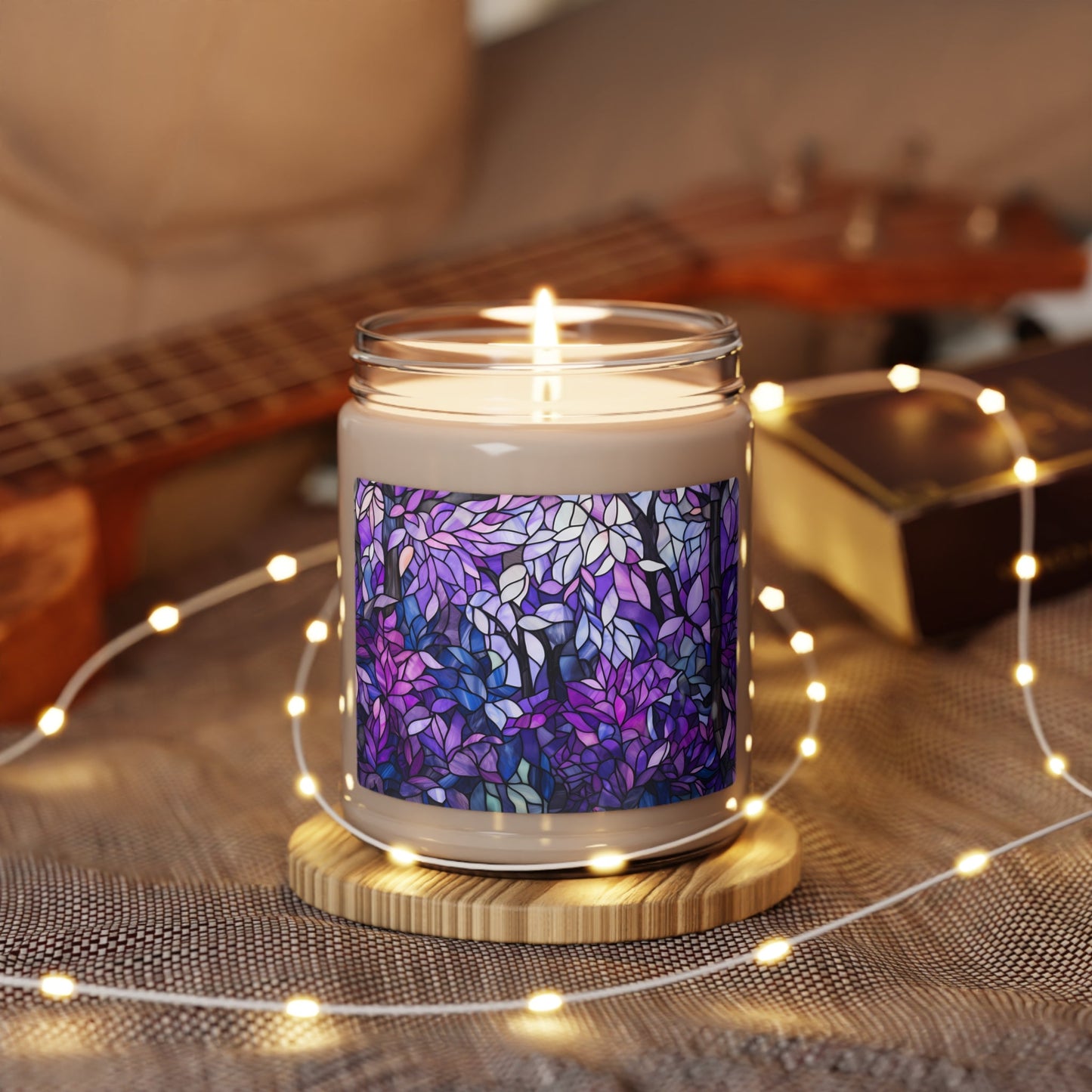 Asexual Pride Scented Soy Candle 9oz - Purple & Pink Stained Glass Forest Design | Unique Asexuality Awareness