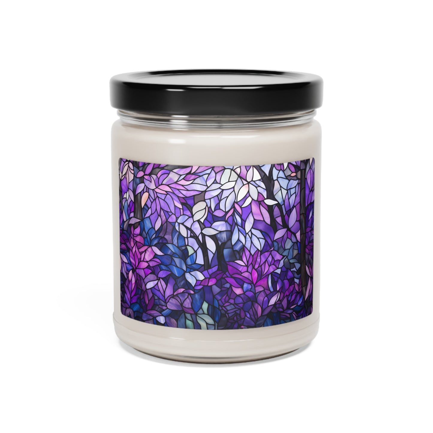 Asexual Pride Scented Soy Candle 9oz - Purple & Pink Stained Glass Forest Design | Unique Asexuality Awareness