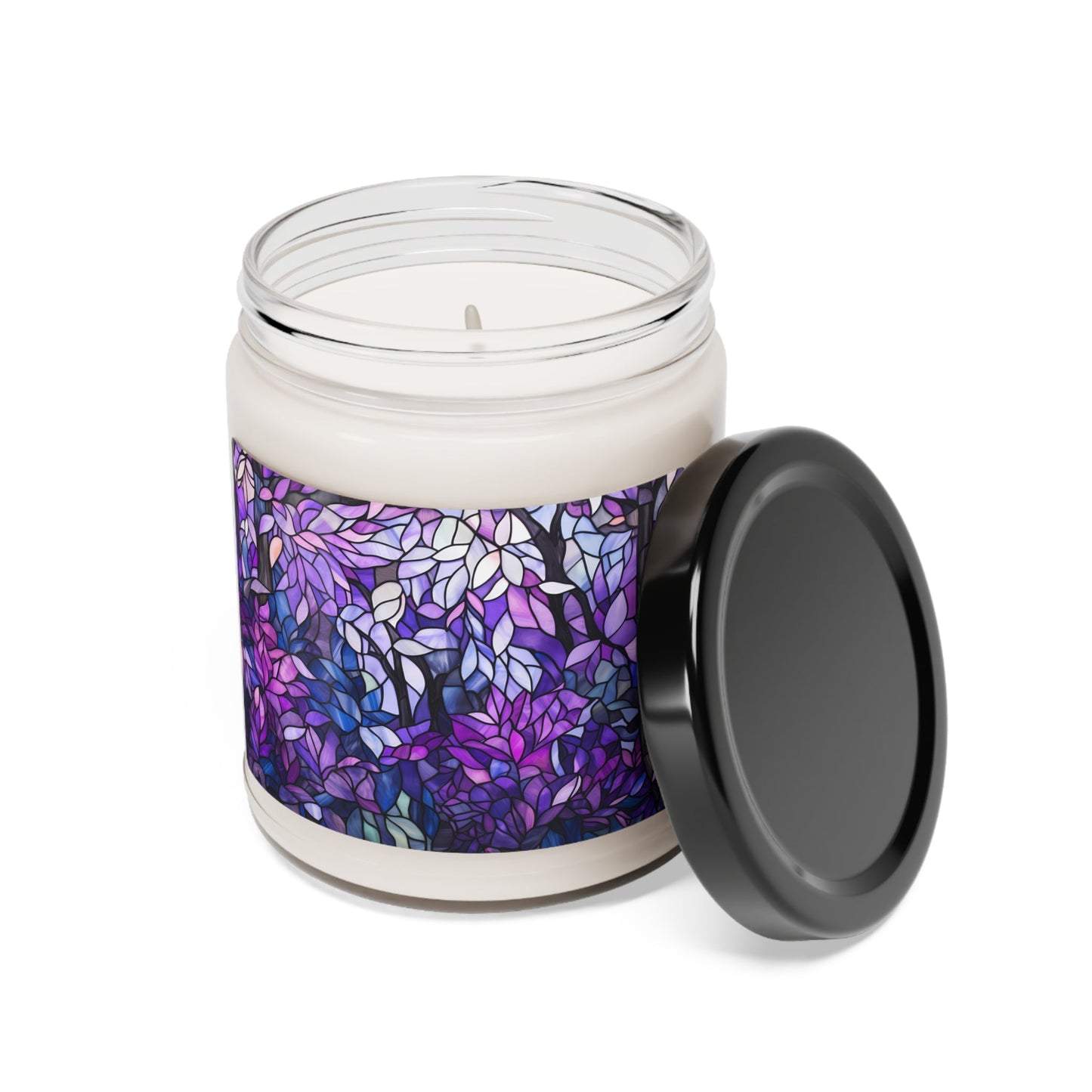 Asexual Pride Scented Soy Candle 9oz - Purple & Pink Stained Glass Forest Design | Unique Asexuality Awareness