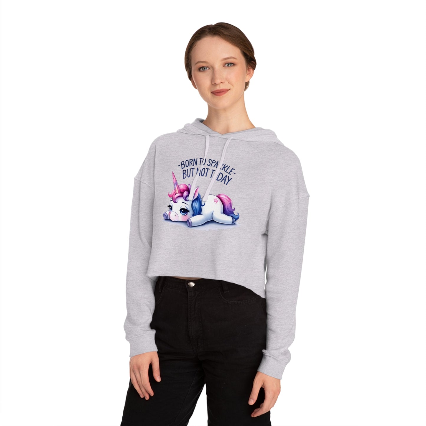 Born to Sparkle Cropped Hoodie – Stay Stylish and Cozy - Hoodie - The Lucky Wombat