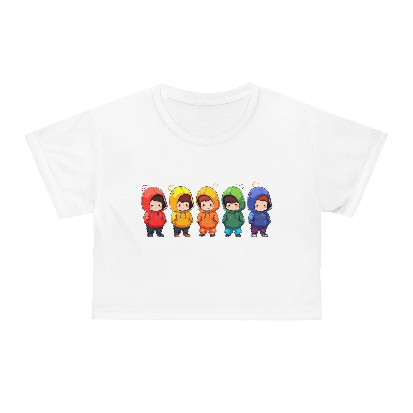 Cutties in Hoodies - White Crop Top - All Over Prints - The Lucky Wombat