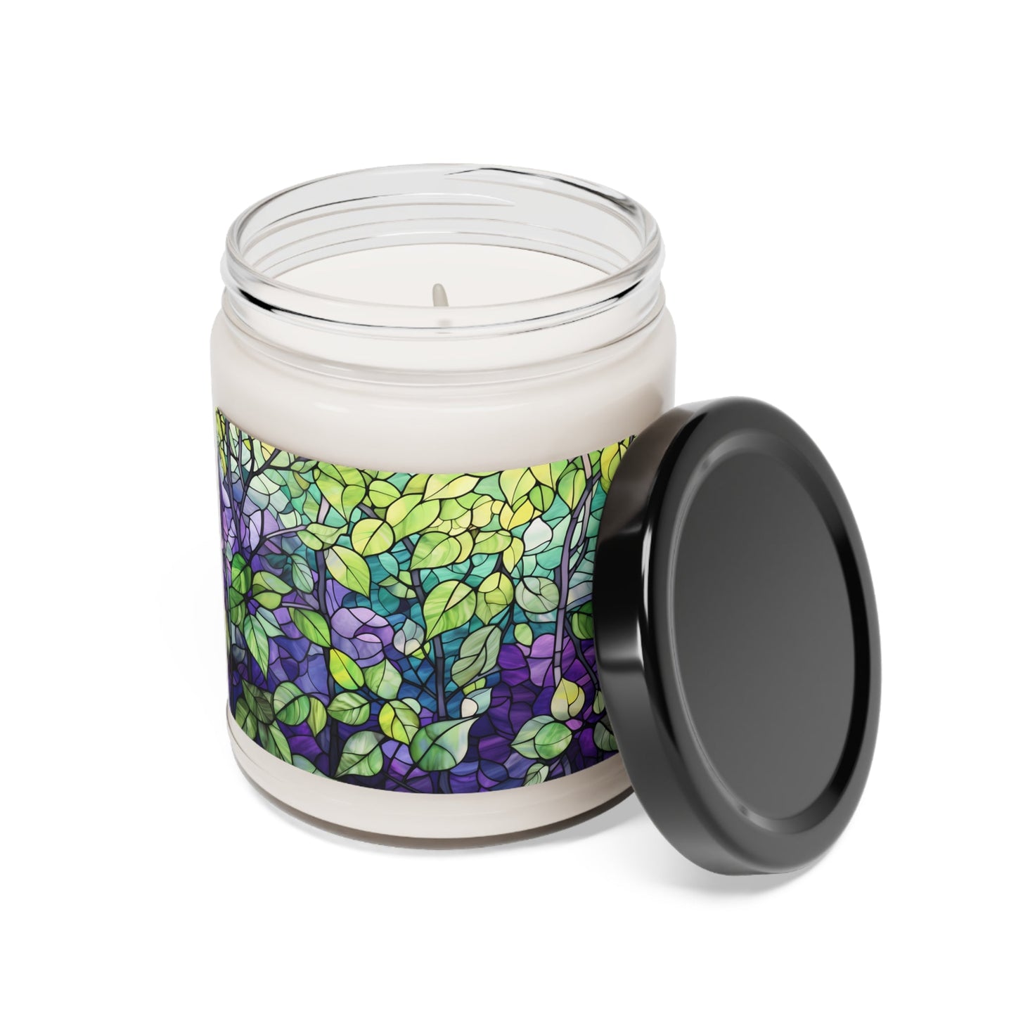 Elegant Genderqueer Pride Stained Glass Forest Candle - Vibrant Nature-Inspired Decor | Scented Soy Candle, 9oz - Home Decor
