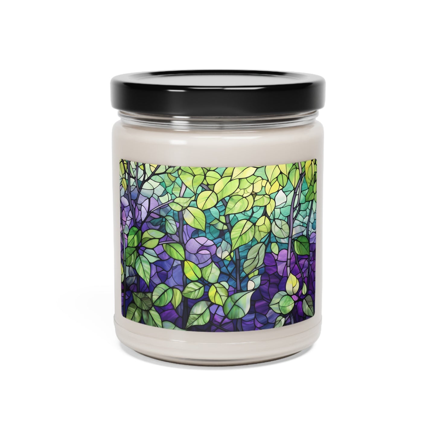 Elegant Genderqueer Pride Stained Glass Forest Candle - Vibrant Nature-Inspired Decor | Scented Soy Candle, 9oz - Home Decor