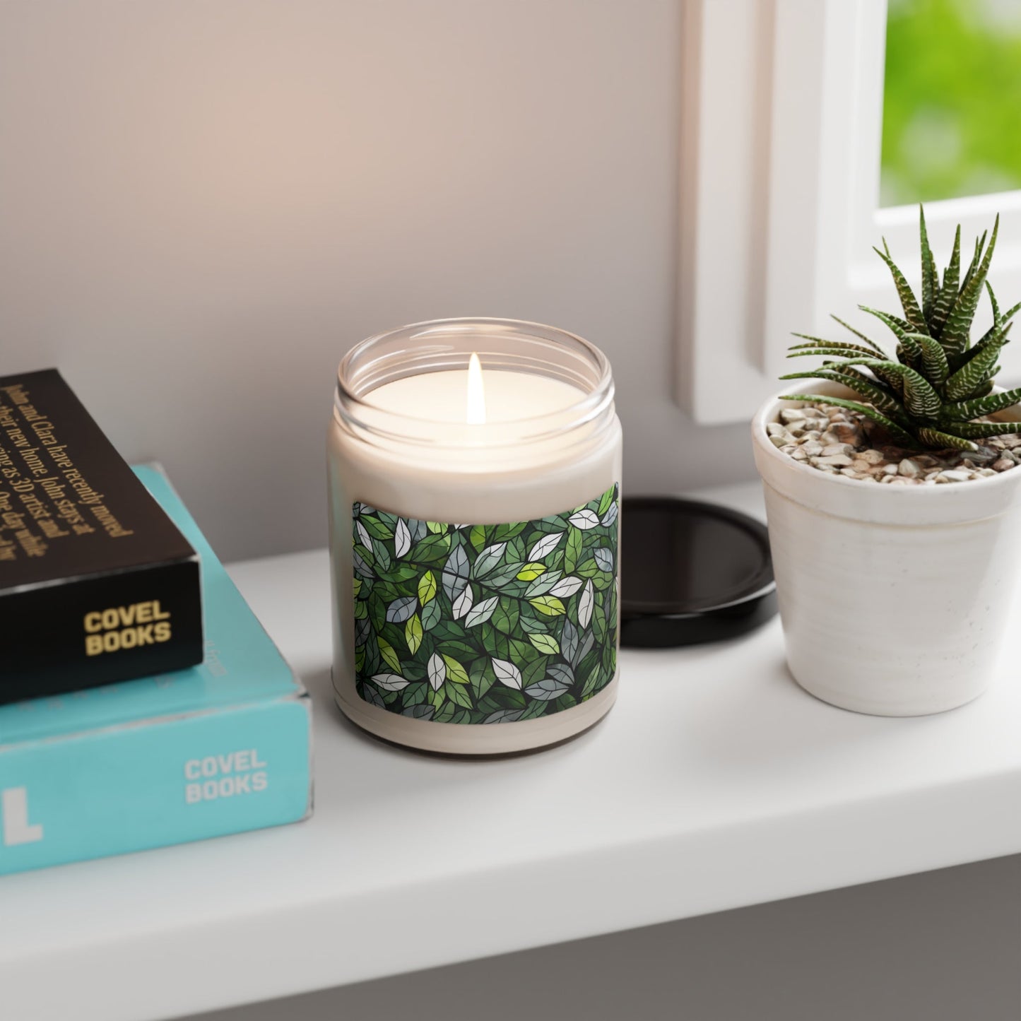 Gay Pride Forest Candle - Hyper-Detailed Green Leaves and Vine Design | Stained Glass Forest Candle | Scented Soy Candle, 9oz