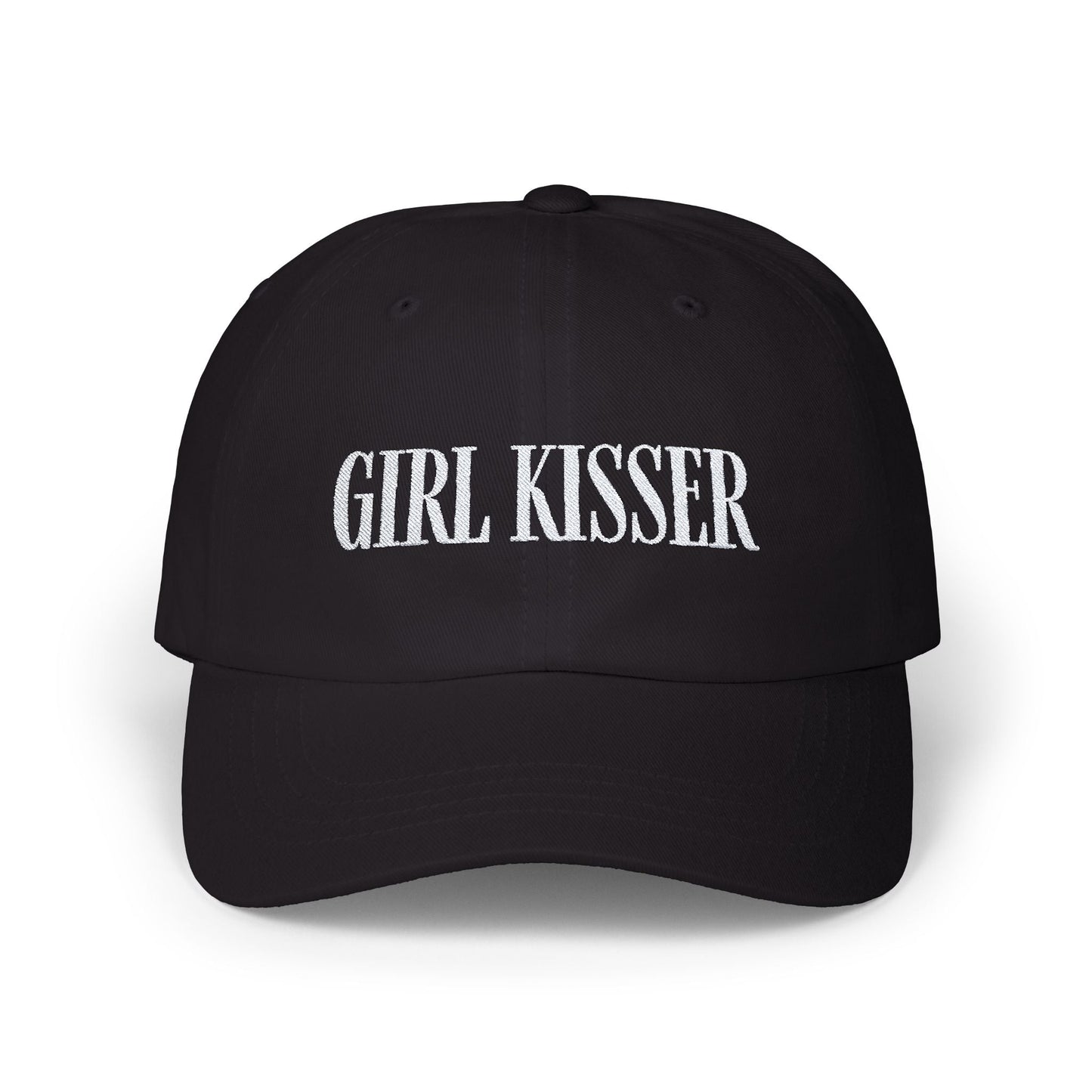 Girl Kisser Cap, White on Dark - Hats - The Lucky Wombat