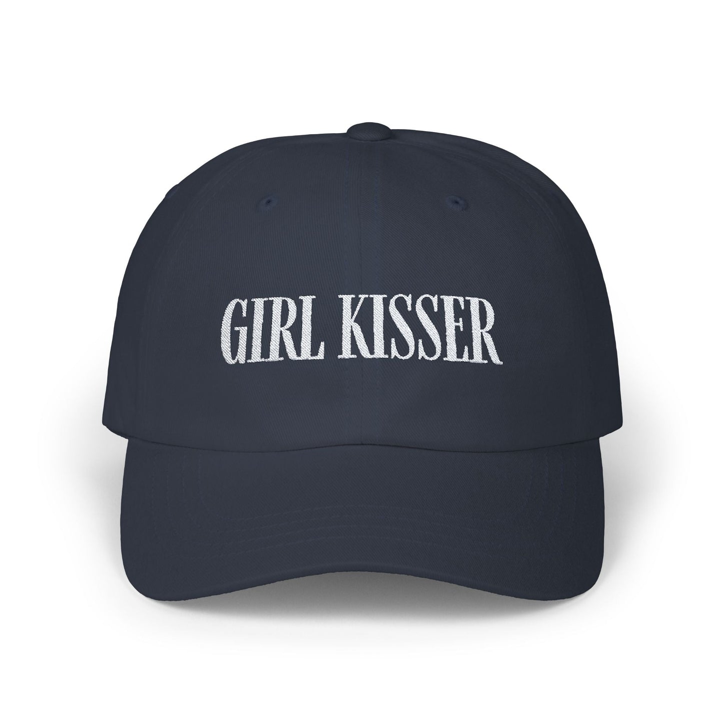 Girl Kisser Cap, White on Dark - Hats - The Lucky Wombat