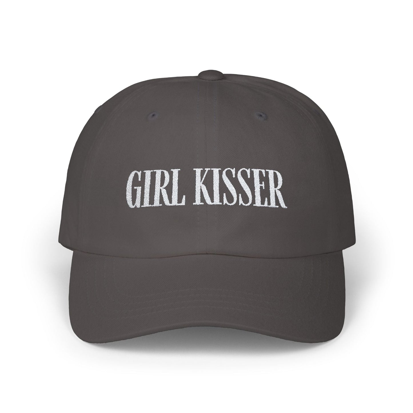 Girl Kisser Cap, White on Dark - Hats - The Lucky Wombat