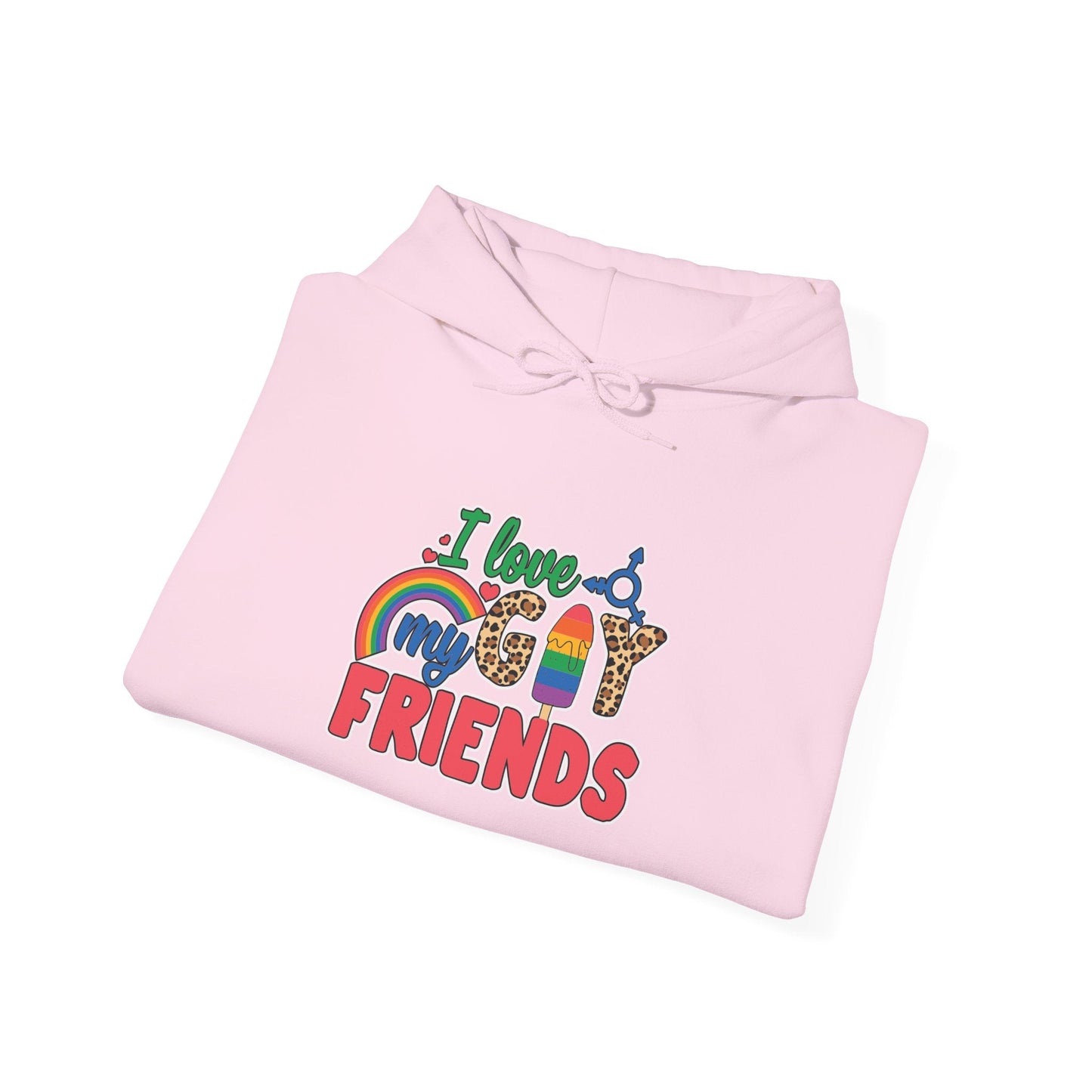 I Love My Gay Friends Hoodie - Hoodie - Light Pink- The Lucky Wombat