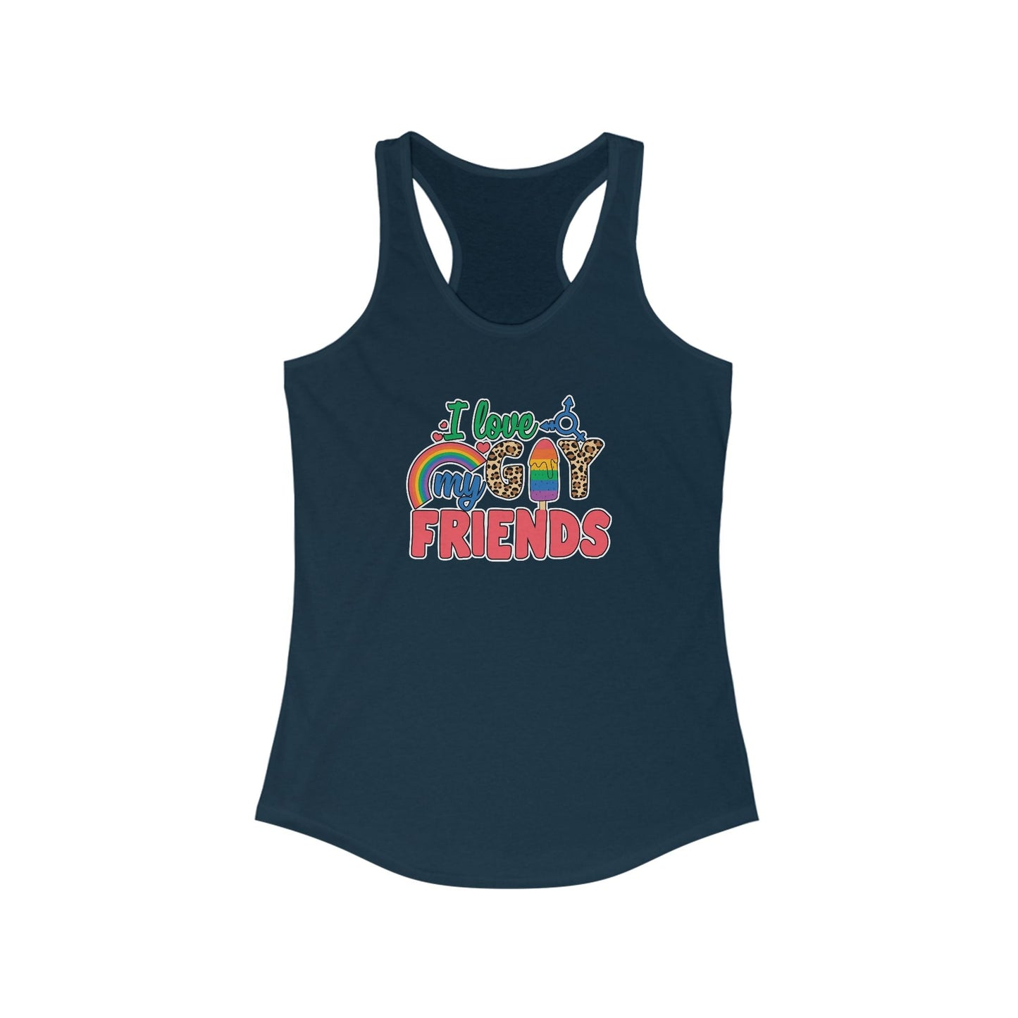 I Love My Gay Friends Tank Top - Tank Top - XS - Solid Midnight Navy The Lucky Wombat