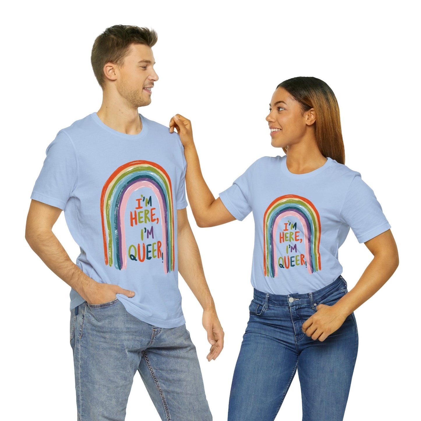 I'm here, I'm queer - Unisex T-shirt - T-Shirt - The Lucky Wombat