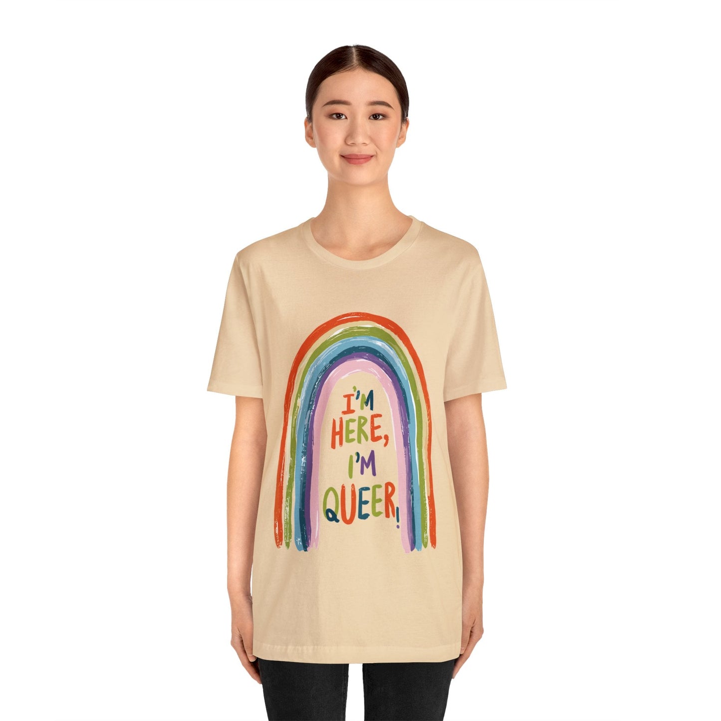 I'm here, I'm queer - Unisex T-shirt - T-Shirt - The Lucky Wombat