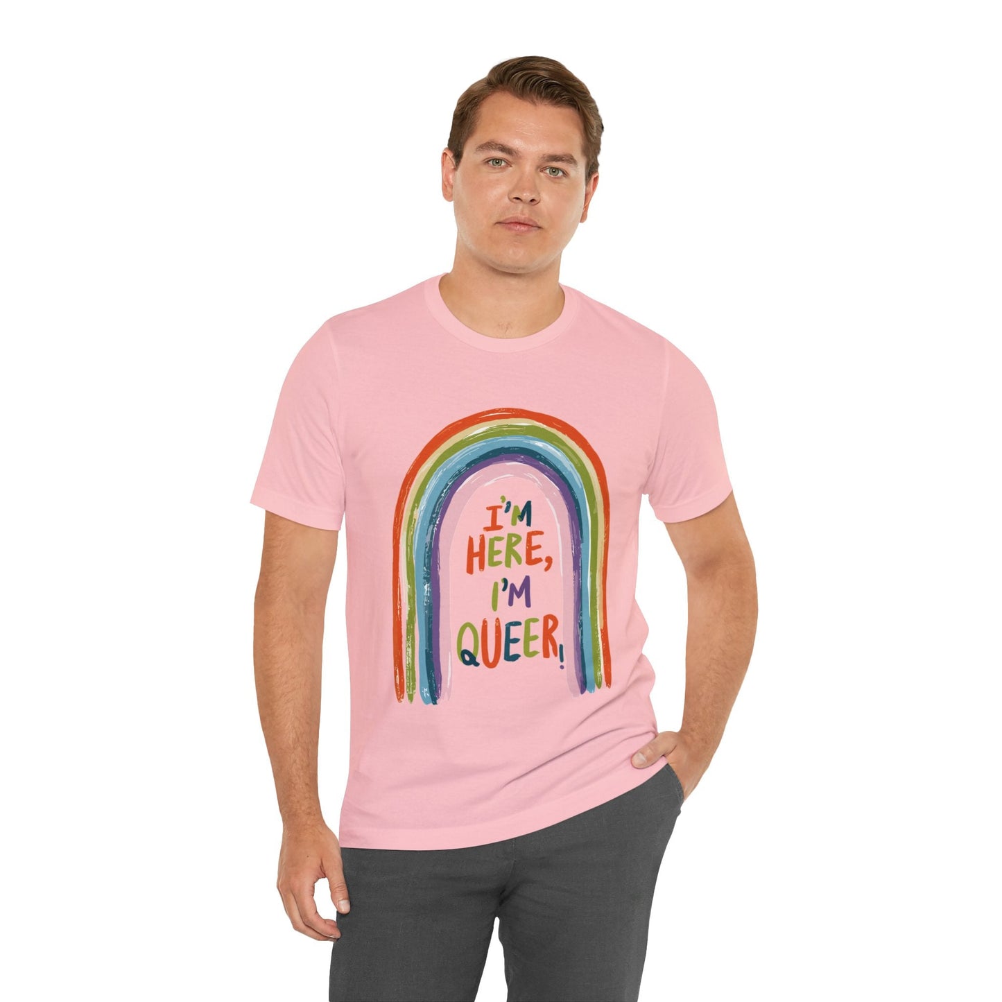 I'm here, I'm queer - Unisex T-shirt - T-Shirt - The Lucky Wombat
