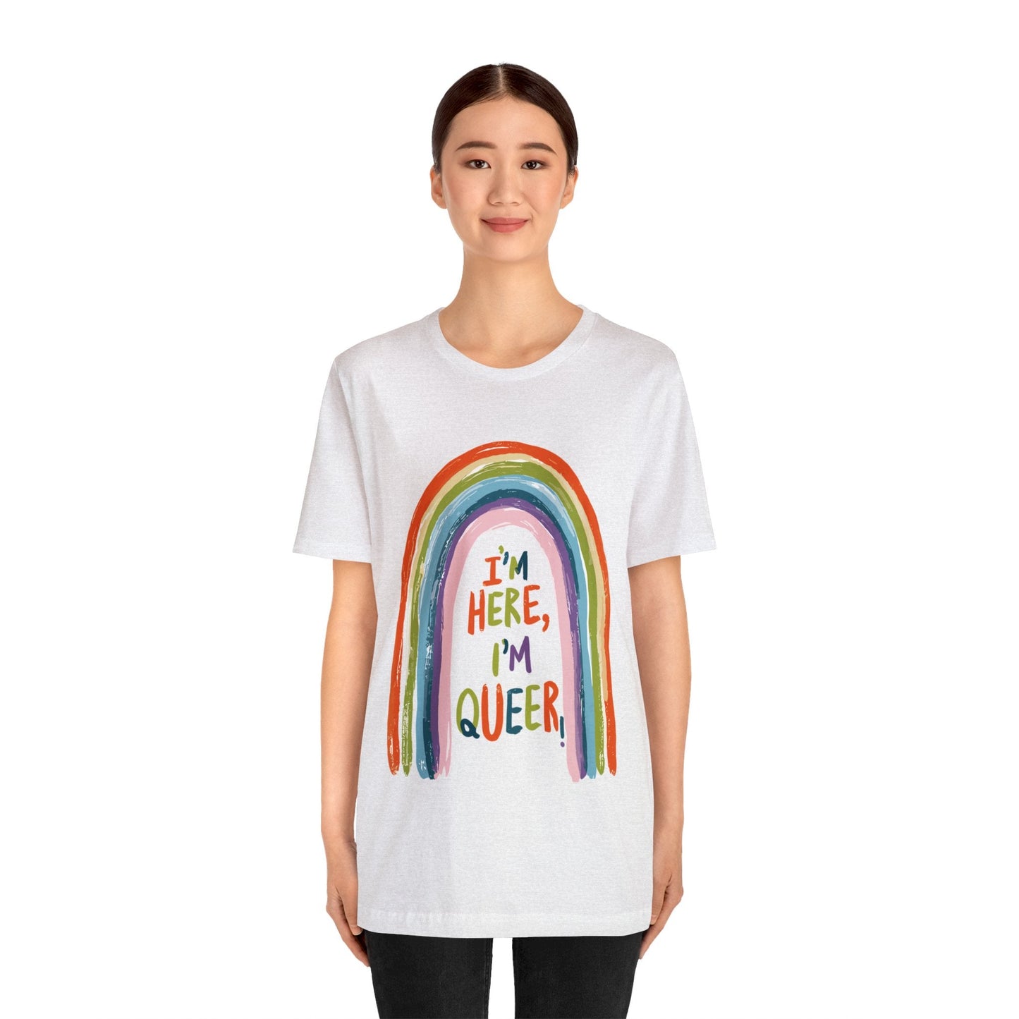 I'm here, I'm queer - Unisex T-shirt - T-Shirt - The Lucky Wombat