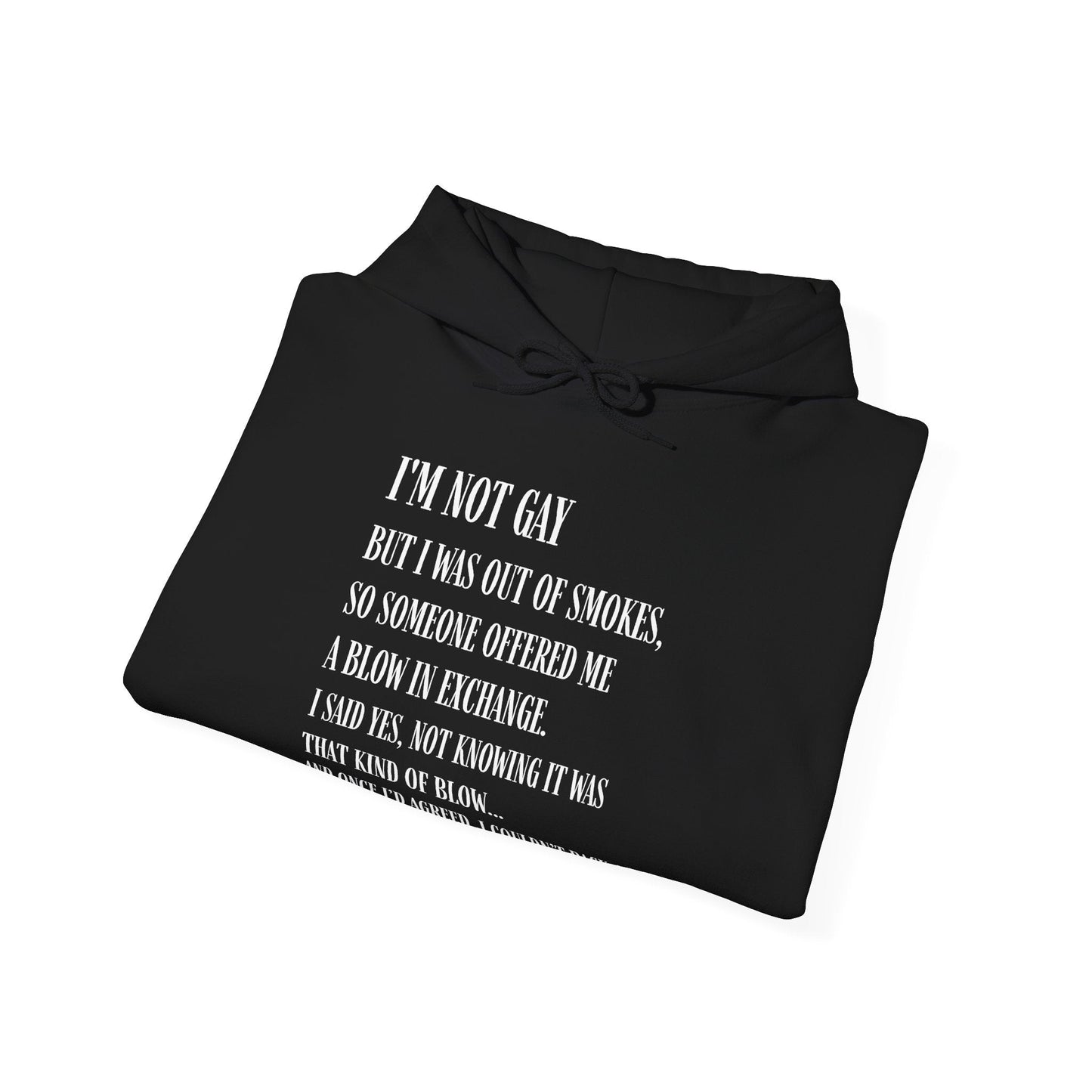 I'm Not Gay But I Was Out of Smokes Hoodie - Hoodie - The Lucky Wombat