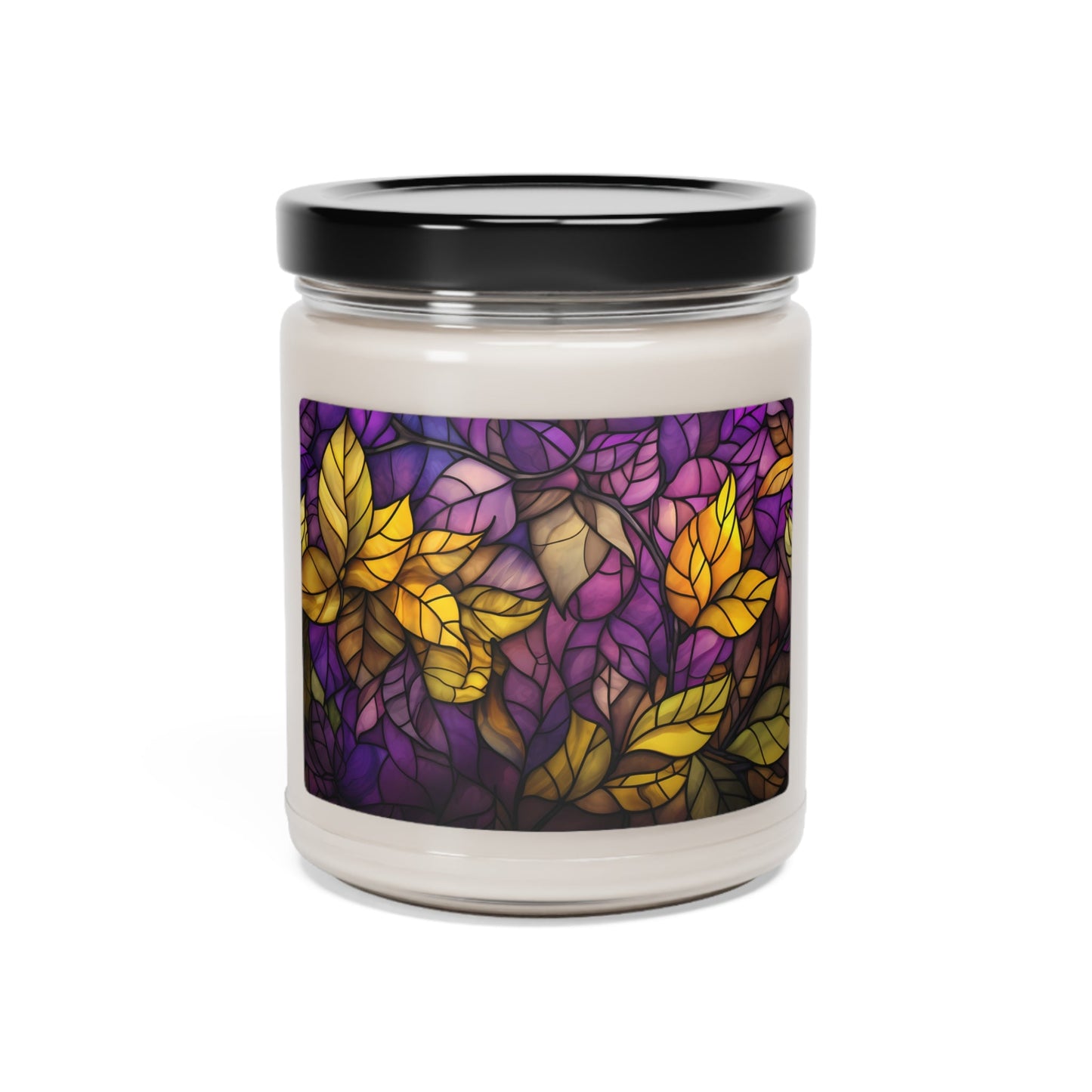 Intersex Pride Forest Candle - Autumn Leaves Scent with Stained Glass Effect | Scented Soy Candle, 9oz