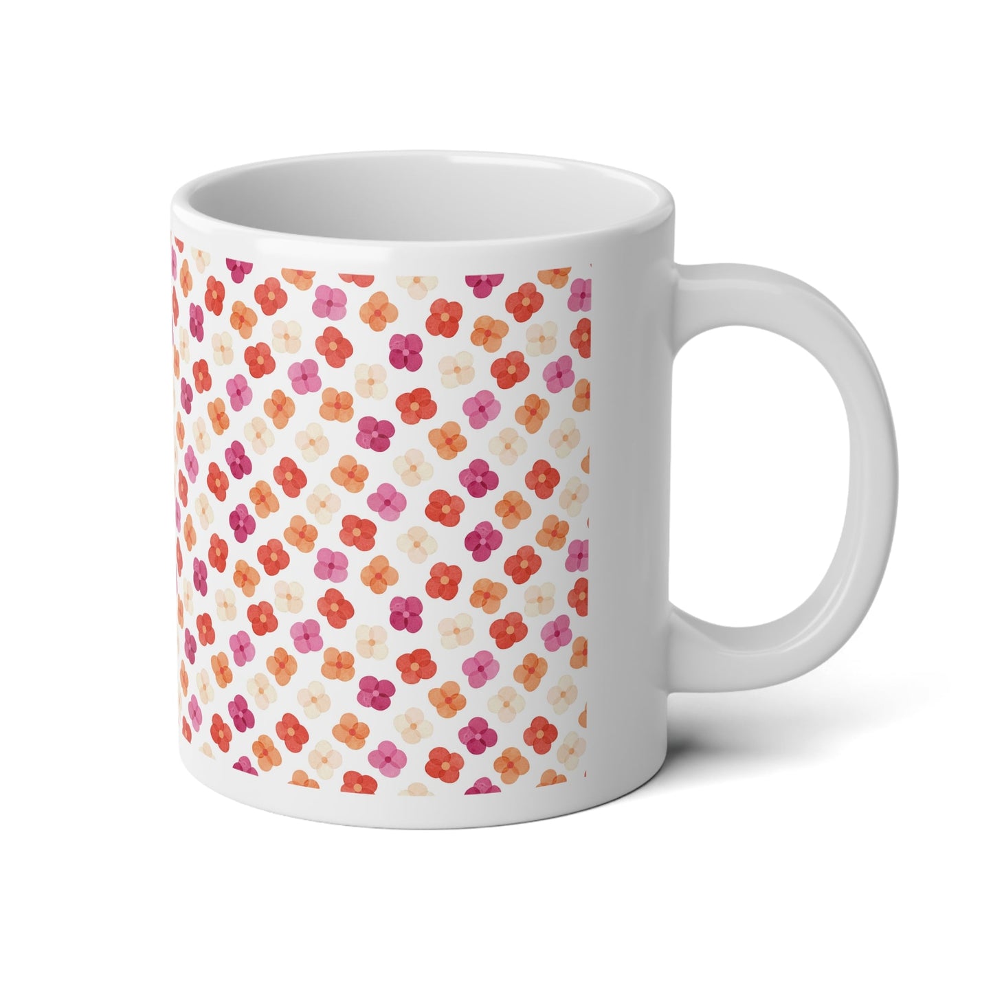 Lesbian Floral Mug - 20oz White Ceramic Coffee Cup - Mug - The Lucky Wombat