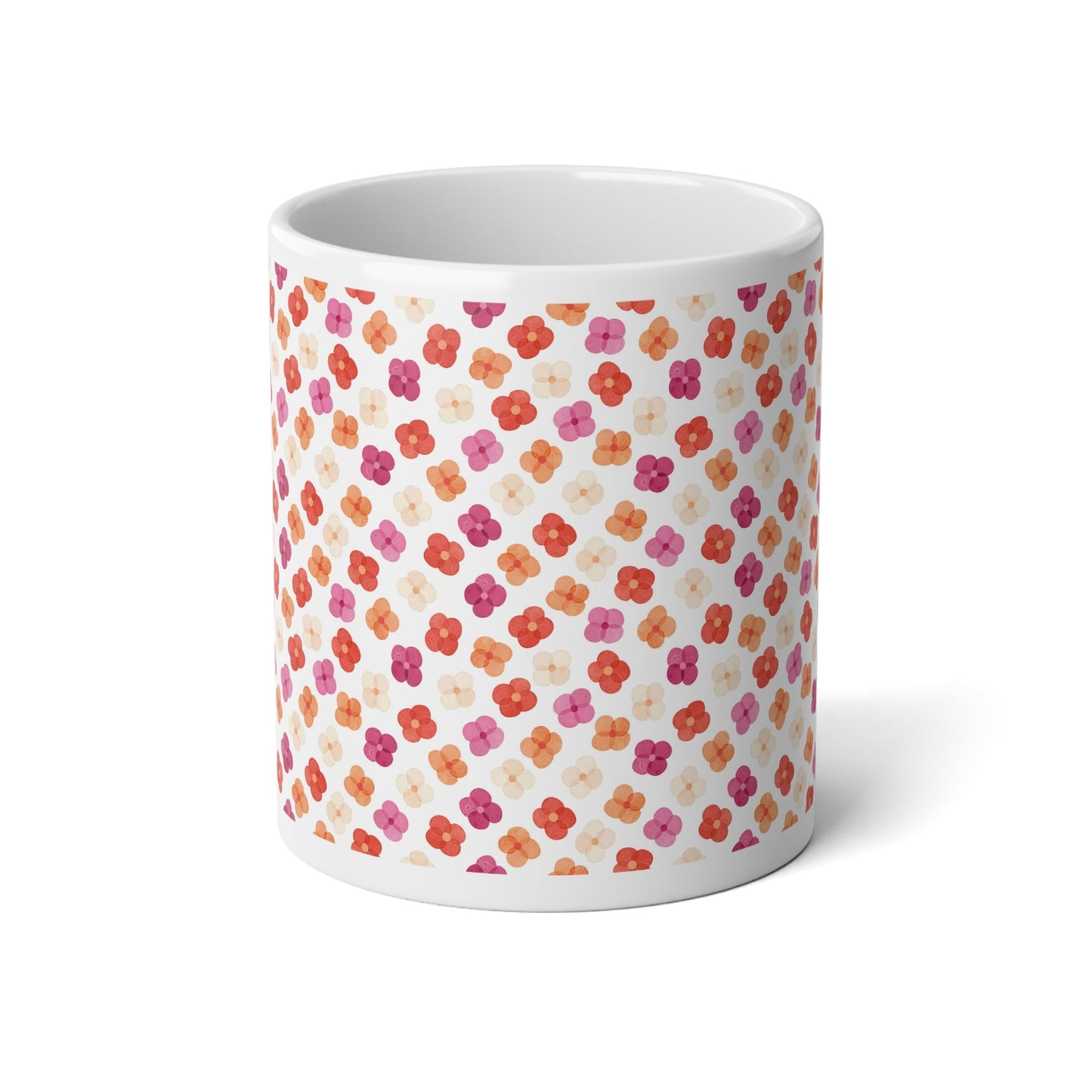 Lesbian Floral Mug - 20oz White Ceramic Coffee Cup - Mug - The Lucky Wombat