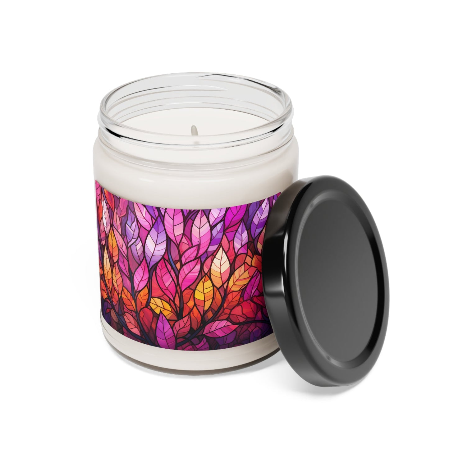 Lesbian Pride Flag Colors, Vivid Leaf Pattern, Lush Nature - Inspired Design | Scented Candle 9oz