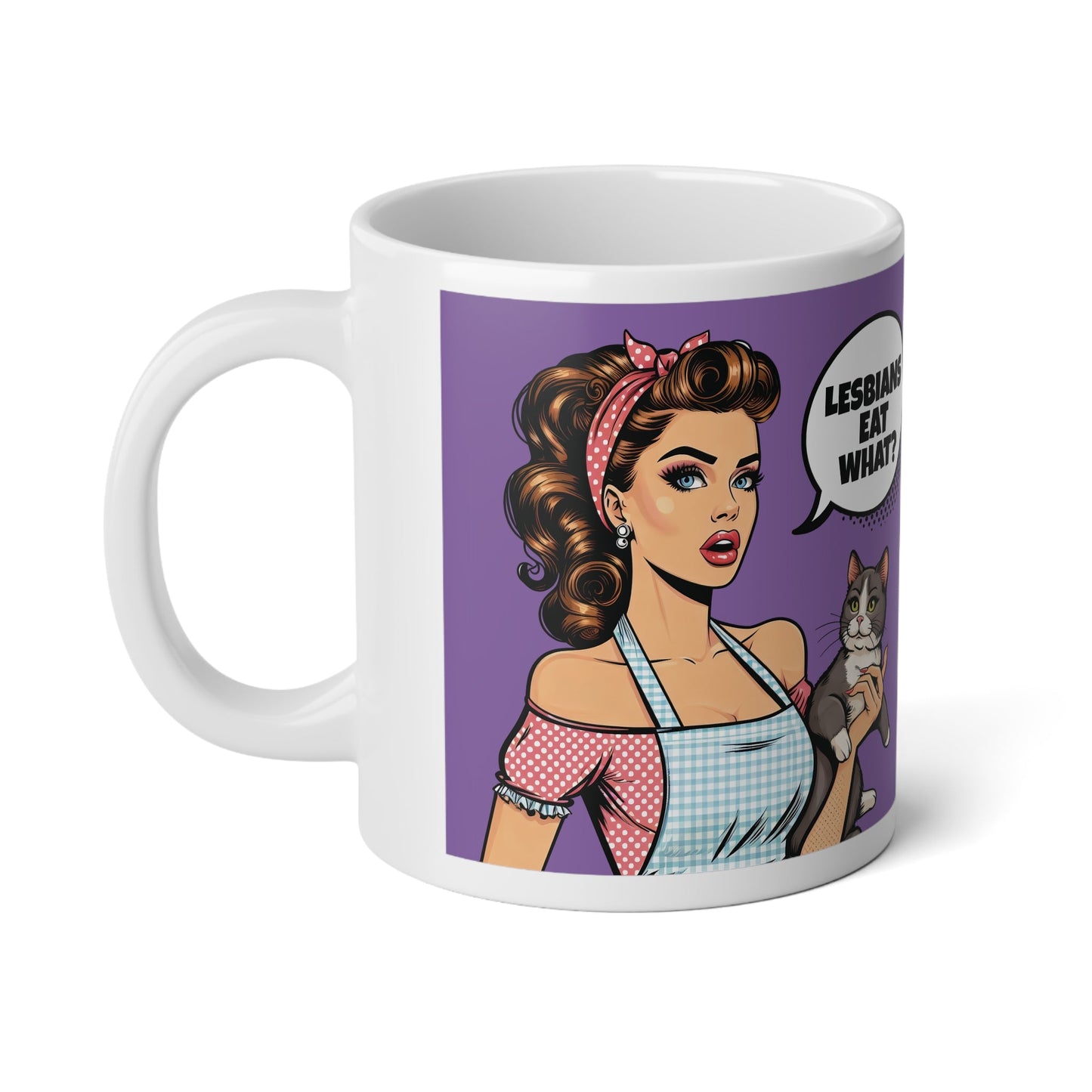 Lesbians Eat What Purple Mega Mug 20oz - Funny LGBT Coffee Cup Gift - Mug - The Lucky Wombat