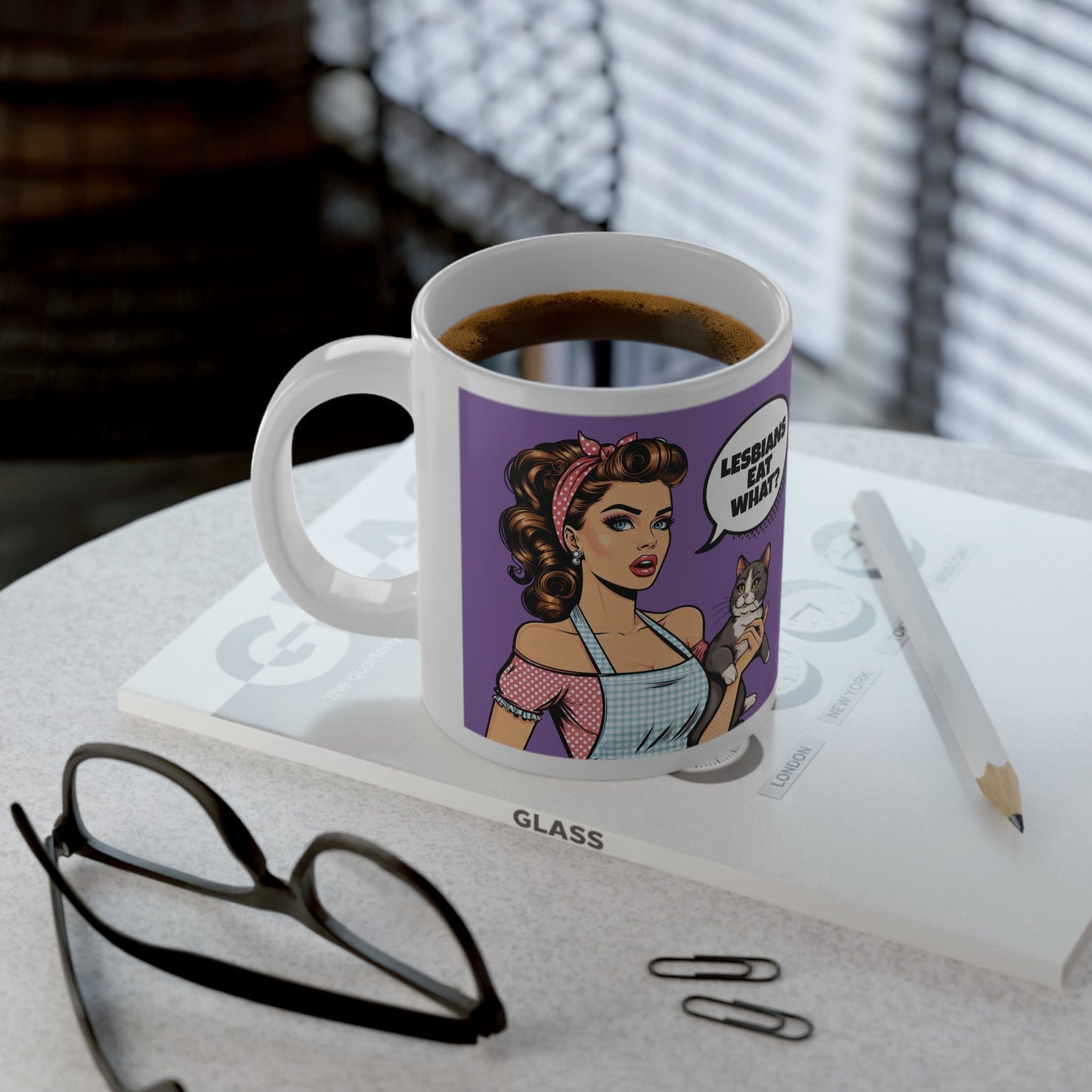Lesbians Eat What Purple Mega Mug 20oz - Funny LGBT Coffee Cup Gift - Mug - The Lucky Wombat