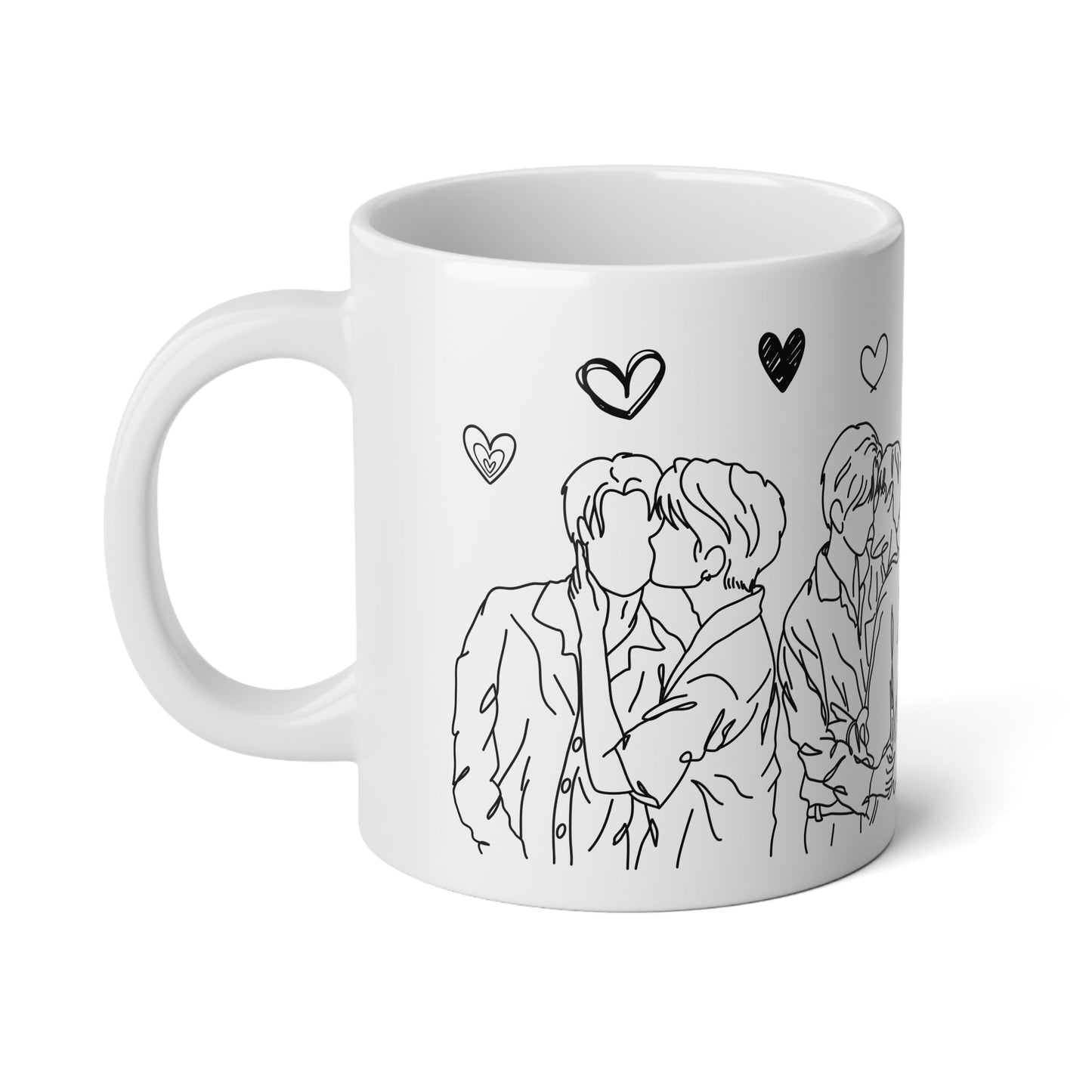 Love is Universal - LGBTQ+ Couples Line Art Mega Mug, 20oz - Mug - The Lucky Wombat
