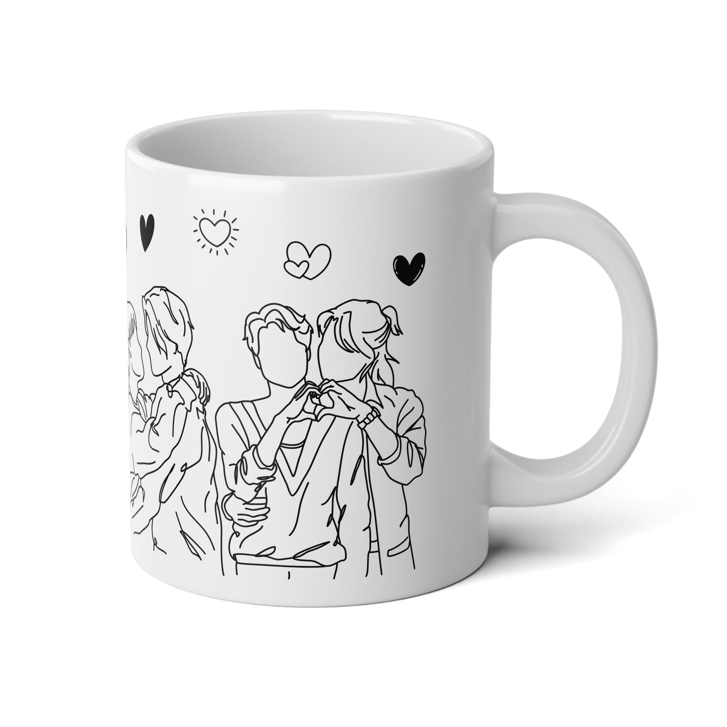 Love is Universal - LGBTQ+ Couples Line Art Mega Mug, 20oz - Mug - The Lucky Wombat