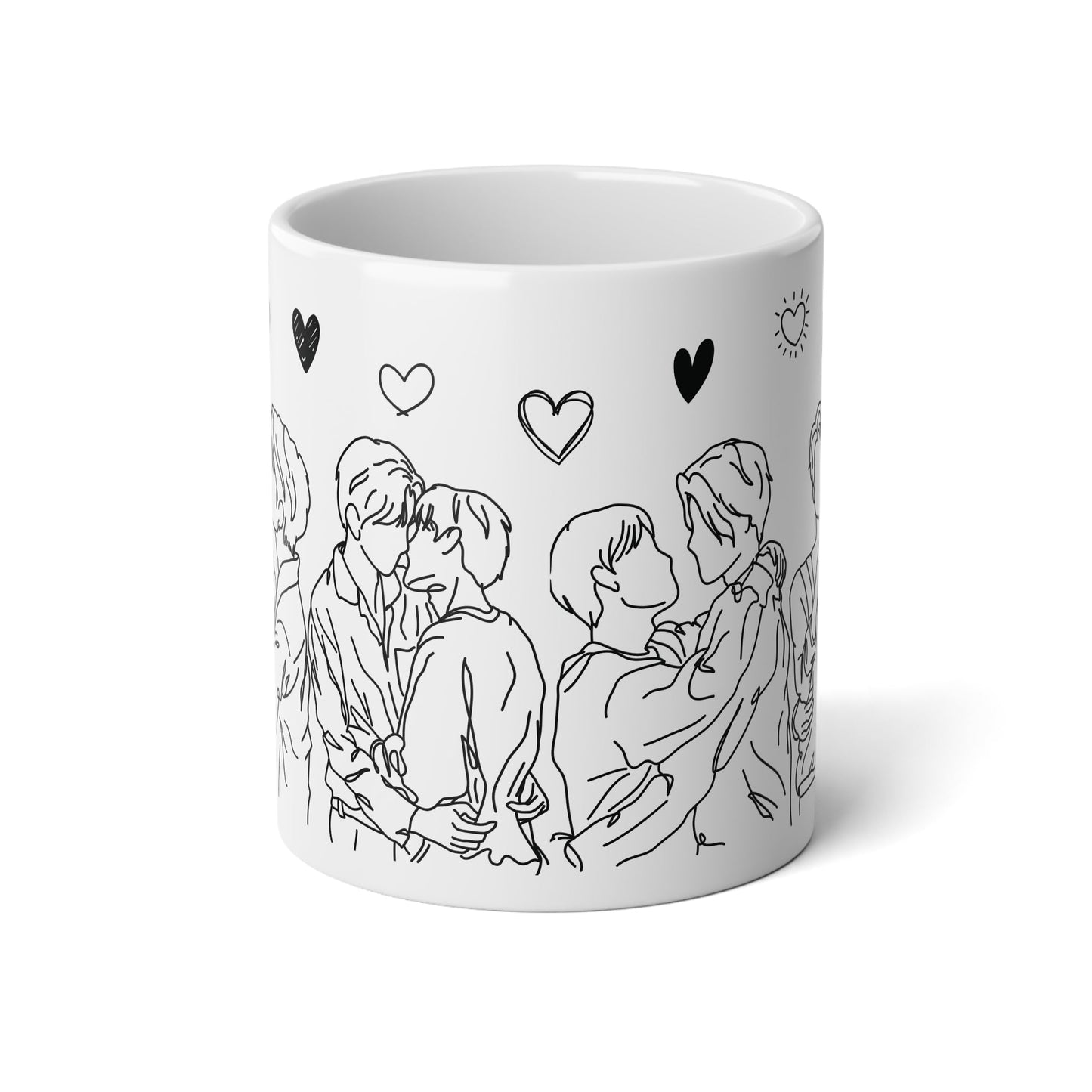 Love is Universal - LGBTQ+ Couples Line Art Mega Mug, 20oz - Mug - The Lucky Wombat