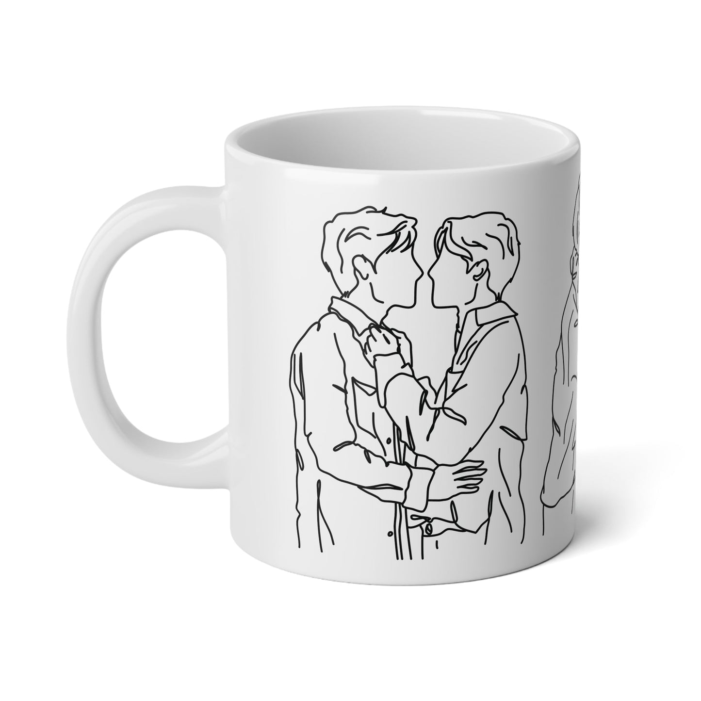 Love Knows No Boundaries - Boys Love Line Art Mug, 20oz - Mug - The Lucky Wombat