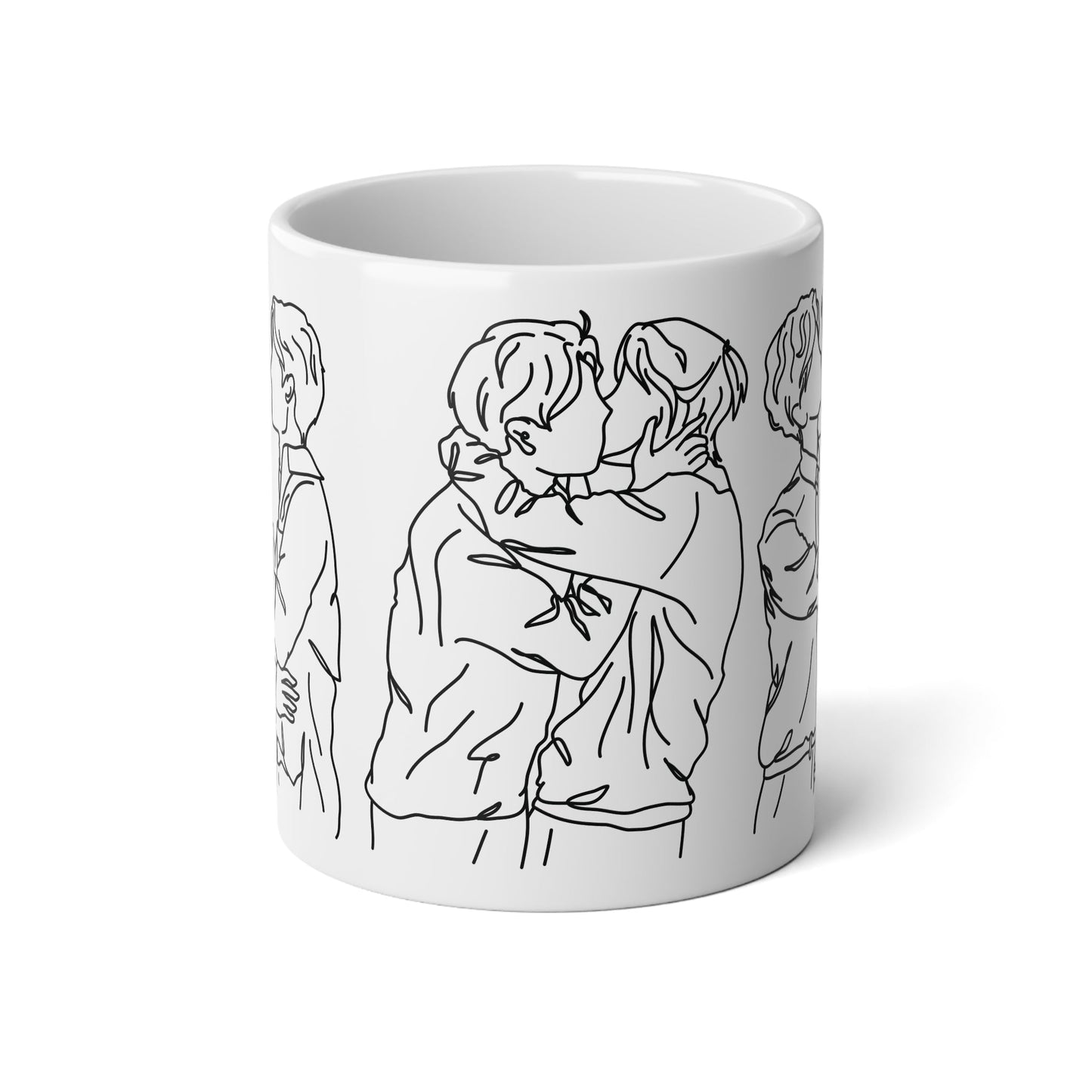 Love Knows No Boundaries - Boys Love Line Art Mug, 20oz - Mug - The Lucky Wombat