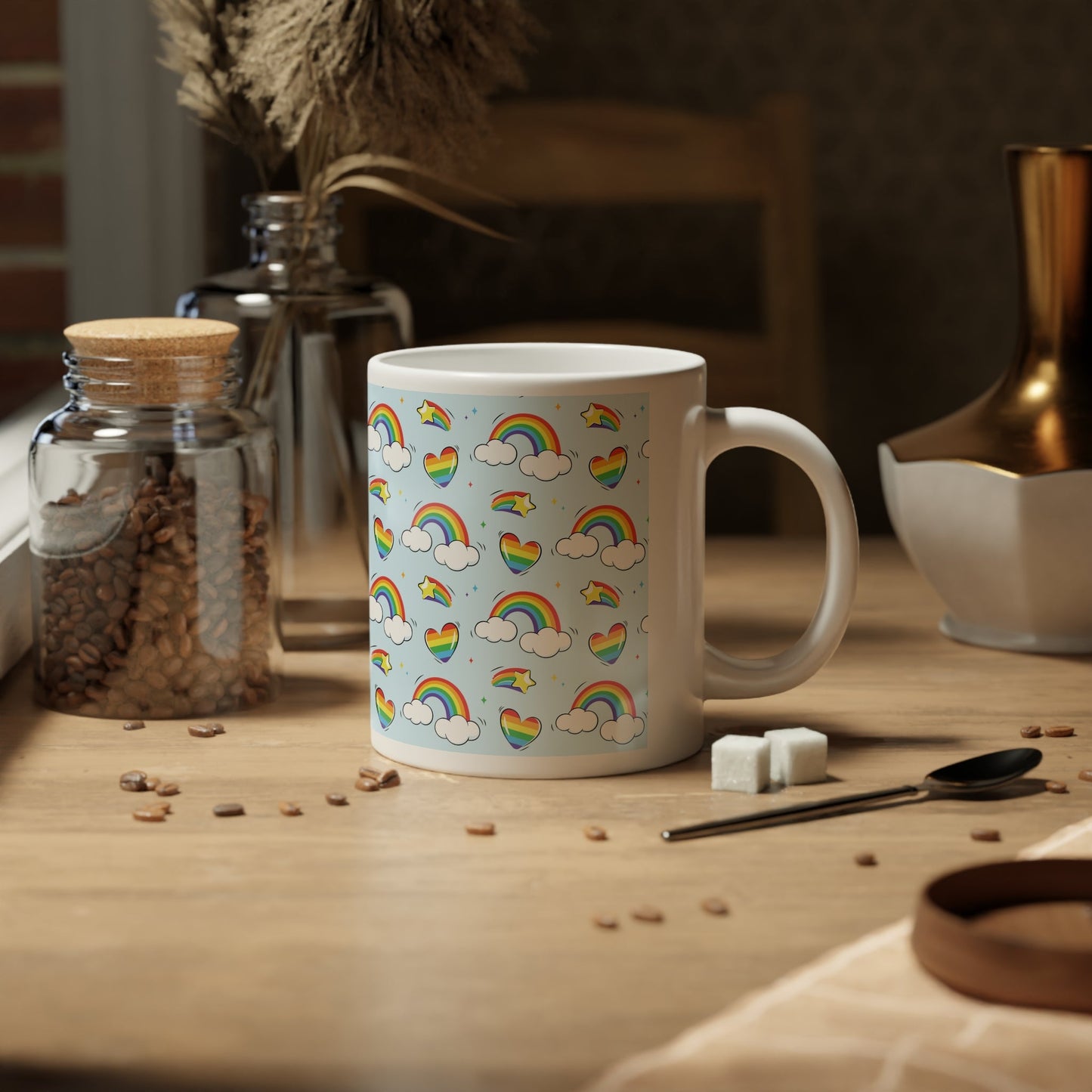 Mug - Rainbow Dreams, Celebrate Love and Joy Every Morning 20oz - Mug - The Lucky Wombat
