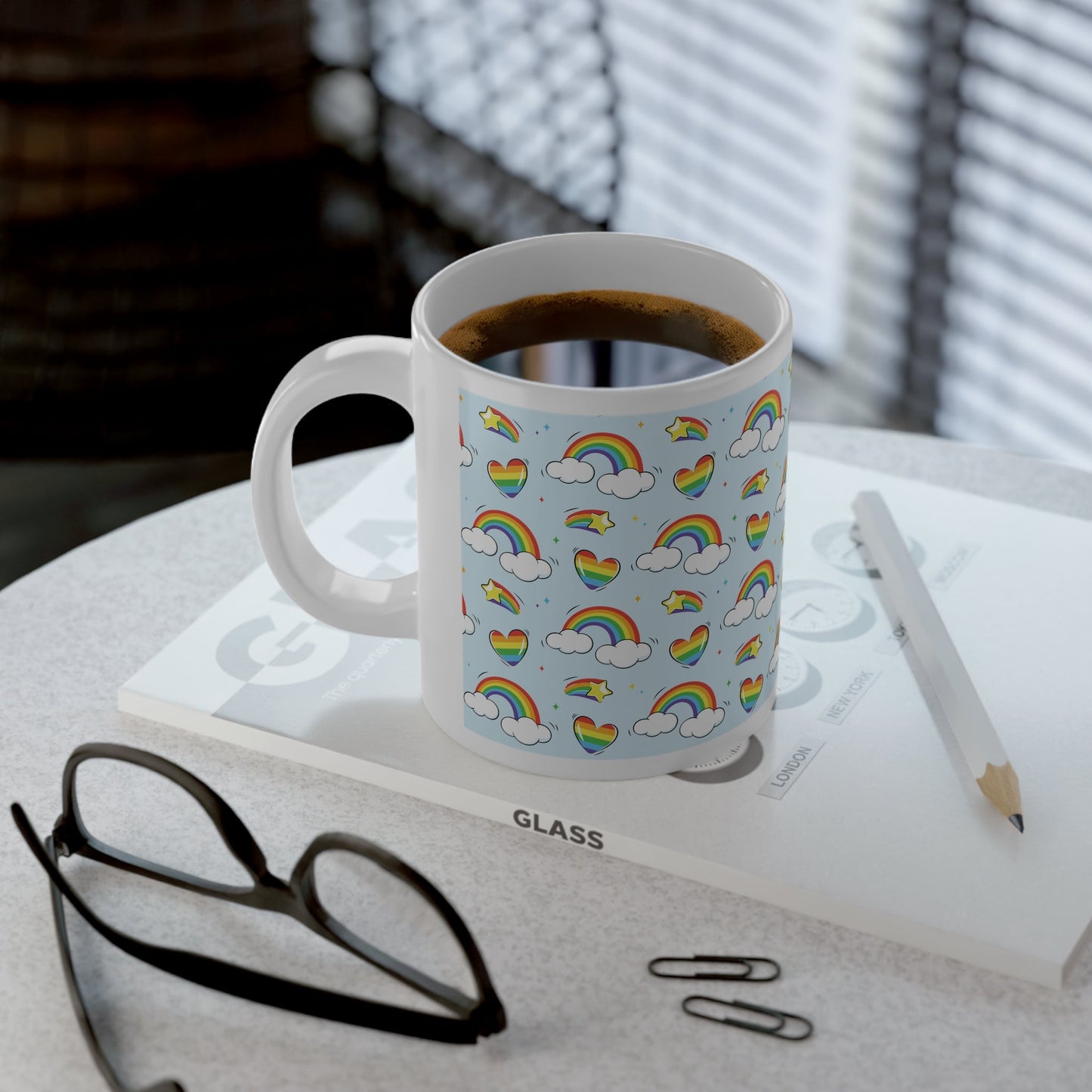 Mug - Rainbow Dreams, Celebrate Love and Joy Every Morning 20oz - Mug - The Lucky Wombat
