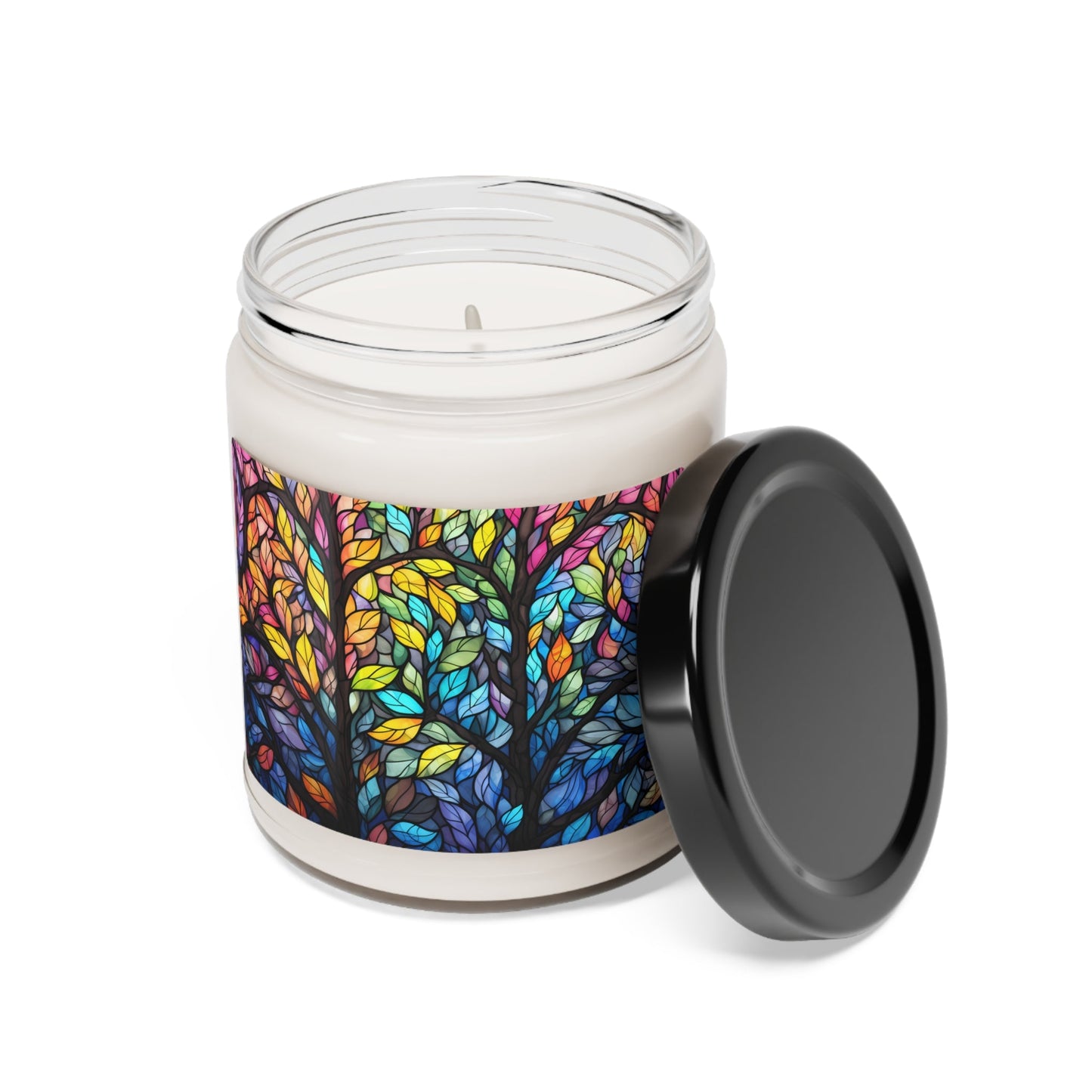 Pansexual Pride Forest Candle - Adobe with Stained Glass Landscape Design | Scented Soy Candle, 9oz - Home Decor