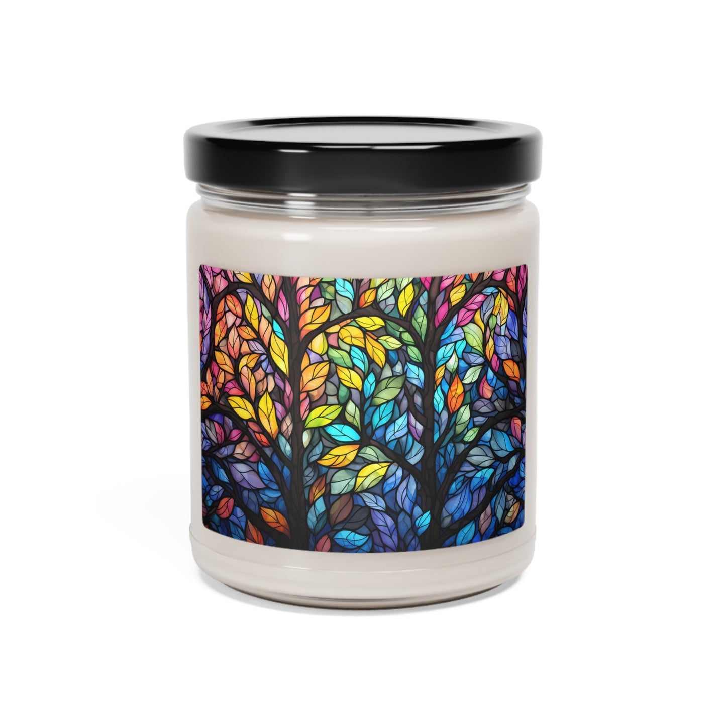 Pansexual Pride Forest Candle - Adobe with Stained Glass Landscape Design | Scented Soy Candle, 9oz - Home Decor