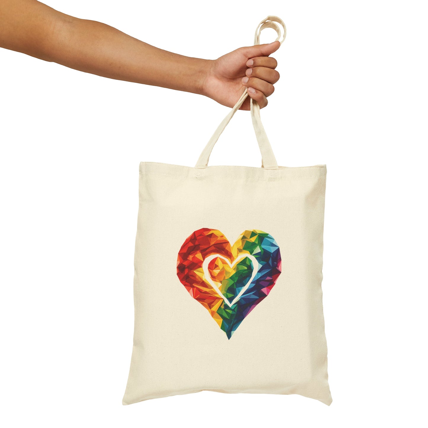 Polygon Heart - Tote Bag - Bags - Natural - 15" x 16" The Lucky Wombat