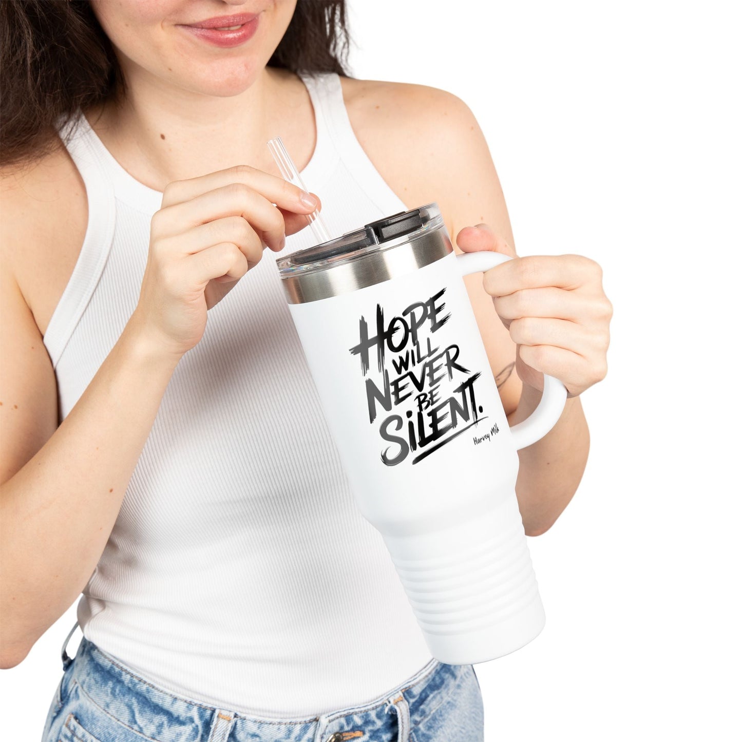 Quote Insulated Travel Mug, 40oz - Hope Will Never Be Silent - Mug - The Lucky Wombat