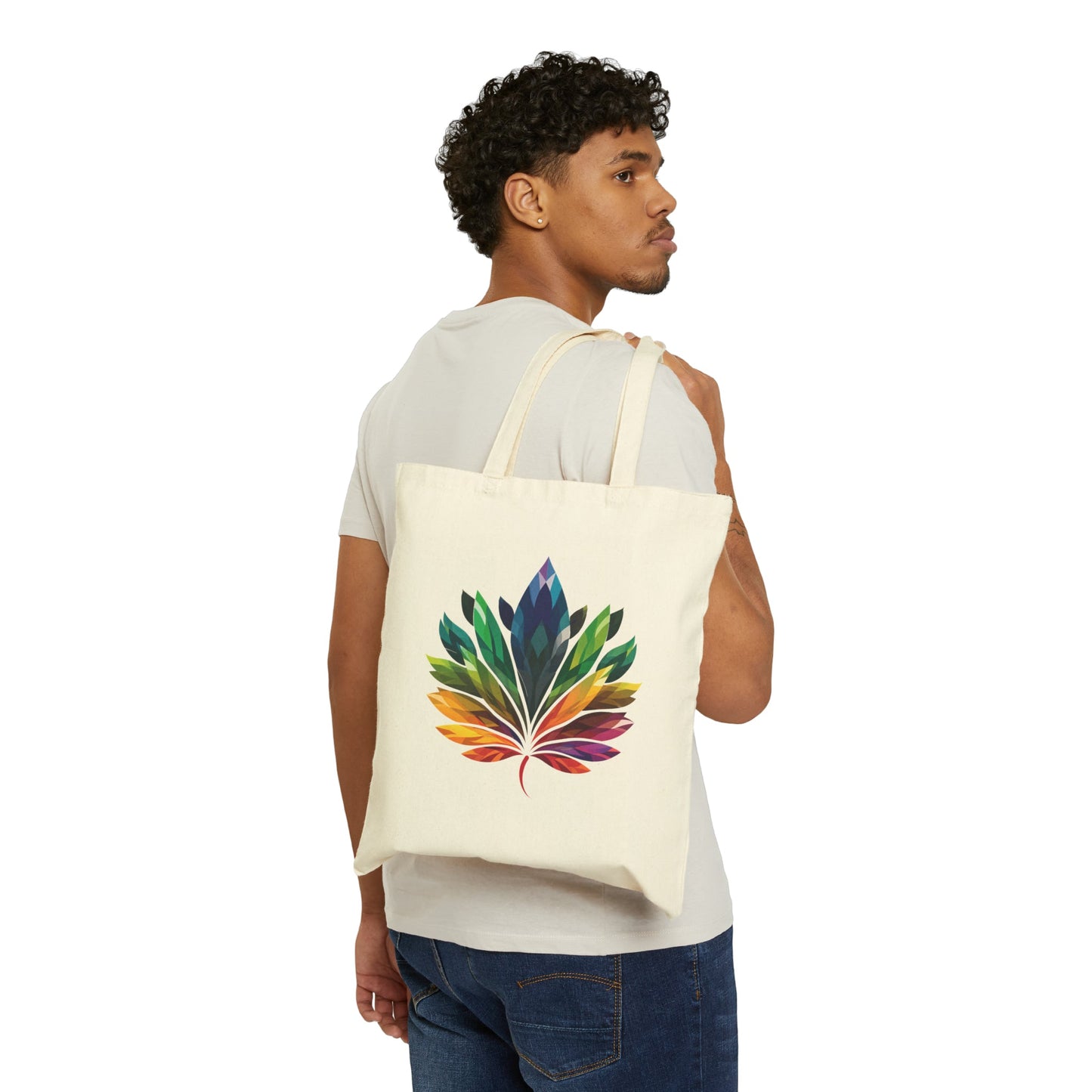Rainbow-coloured Leaf - Tote Bag - Bags - Natural - 15" x 16" The Lucky Wombat