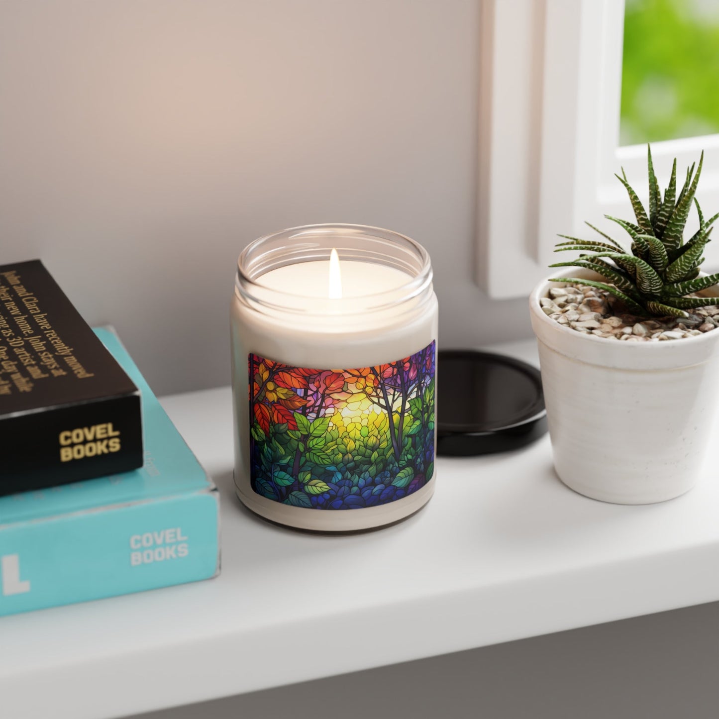 Rainbow Dream Forest Moonlight Candle - Colorful LGBT Pride Flag Design | Scented Soy Candle, 9oz