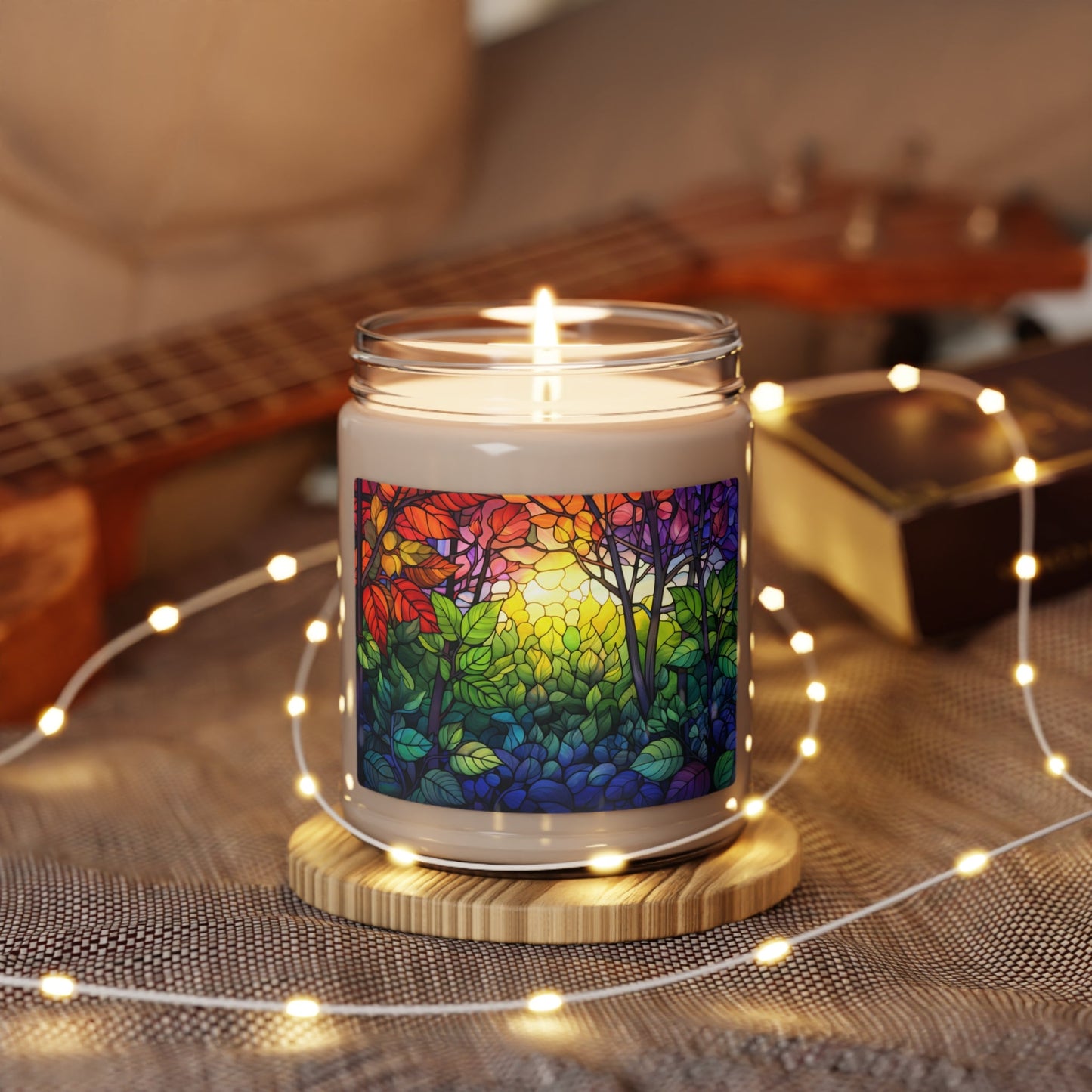 Rainbow Dream Forest Moonlight Candle - Colorful LGBT Pride Flag Design | Scented Soy Candle, 9oz