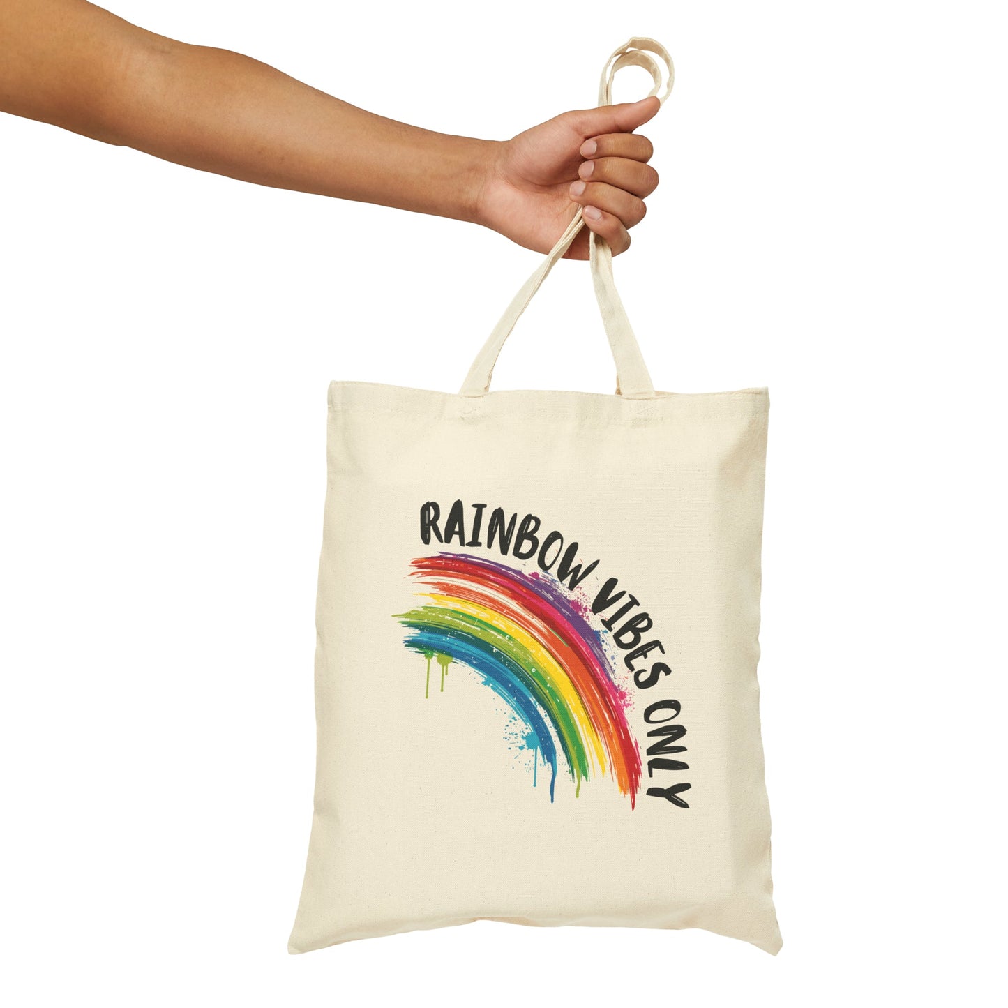 Rainbow Vibes Only - Tote Bag - Bags - Natural - 15" x 16" The Lucky Wombat