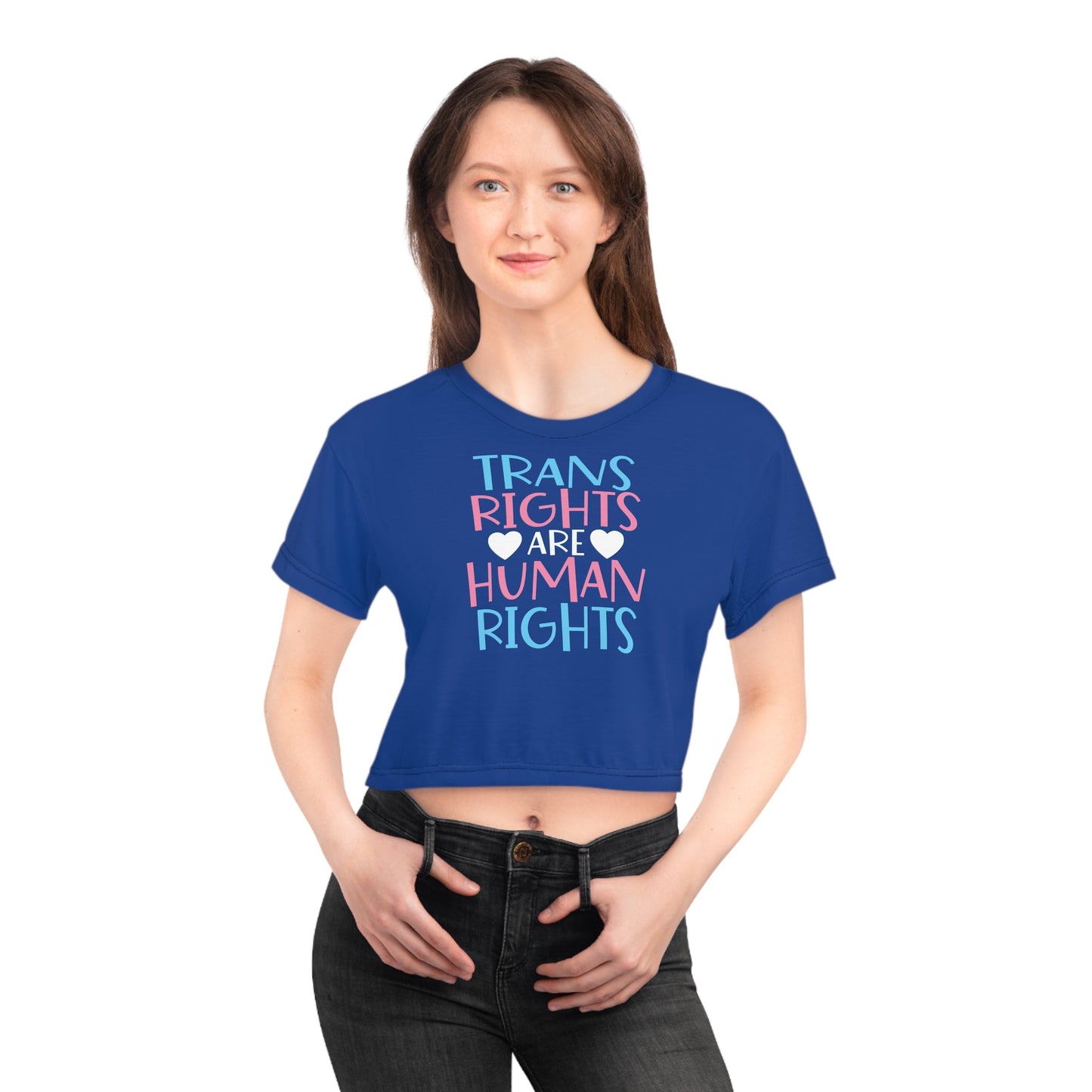 Trans Rights are Human Rights Crop Tee - All Over Prints - The Lucky Wombat