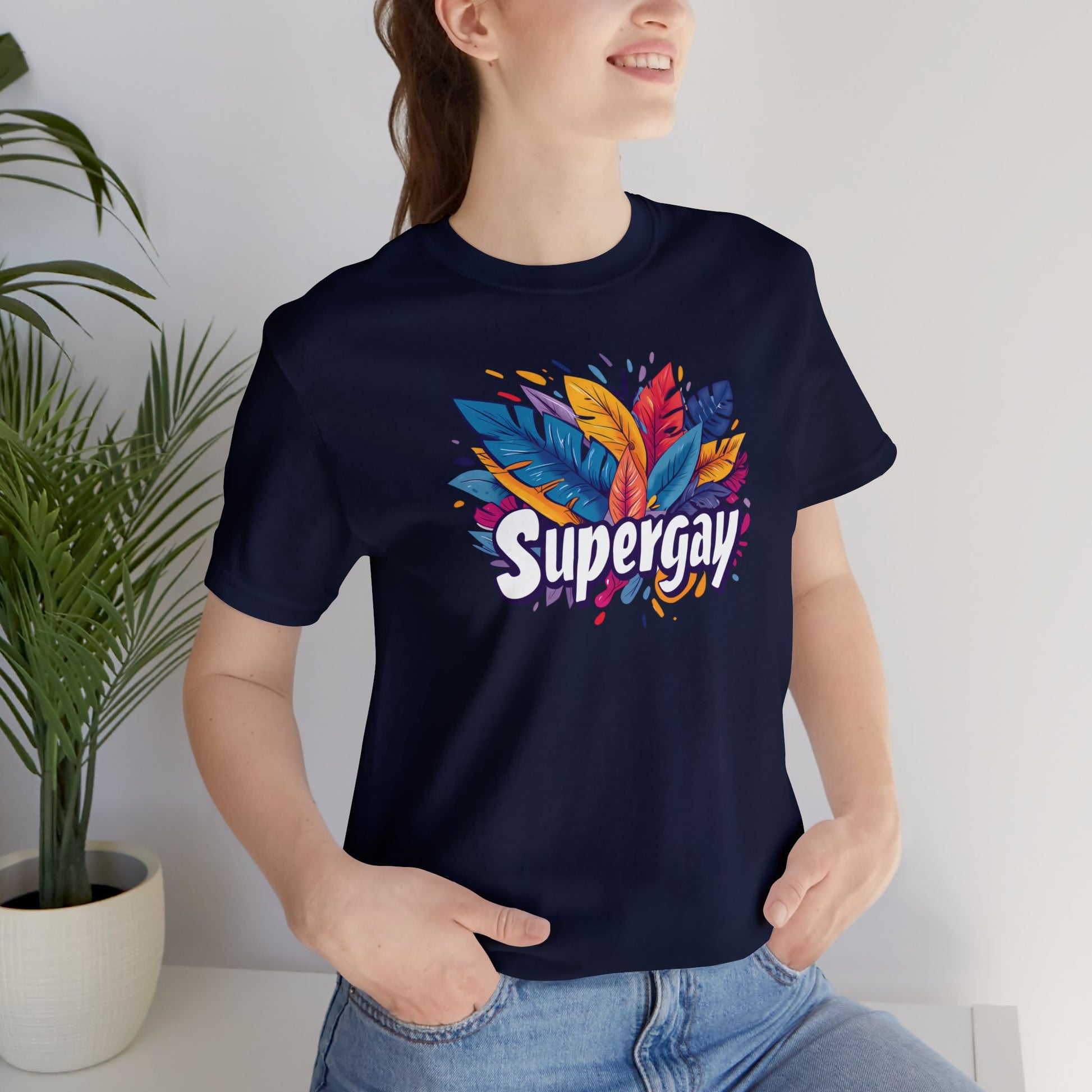 Supergay Unisex T-shirt - T-Shirt - Navy - S - The Lucky Wombat