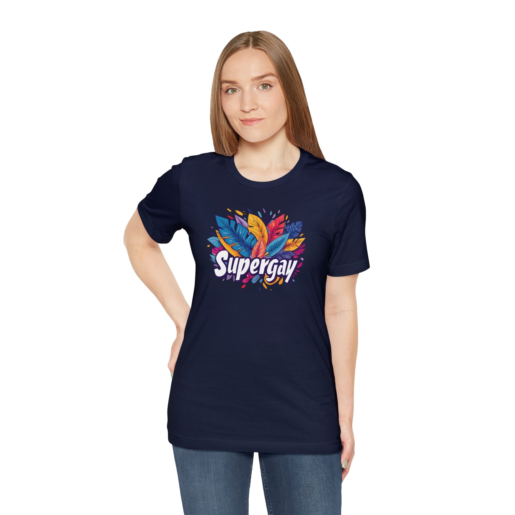 Supergay Unisex T-shirt - T-Shirt - Navy - S - The Lucky Wombat