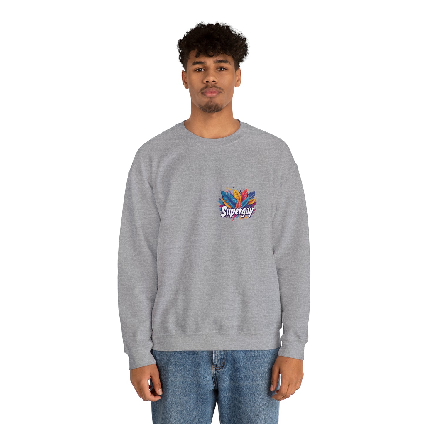 Supergay | heart - side print - Unisex Sweatshirt - Sweatshirt - The Lucky Wombat