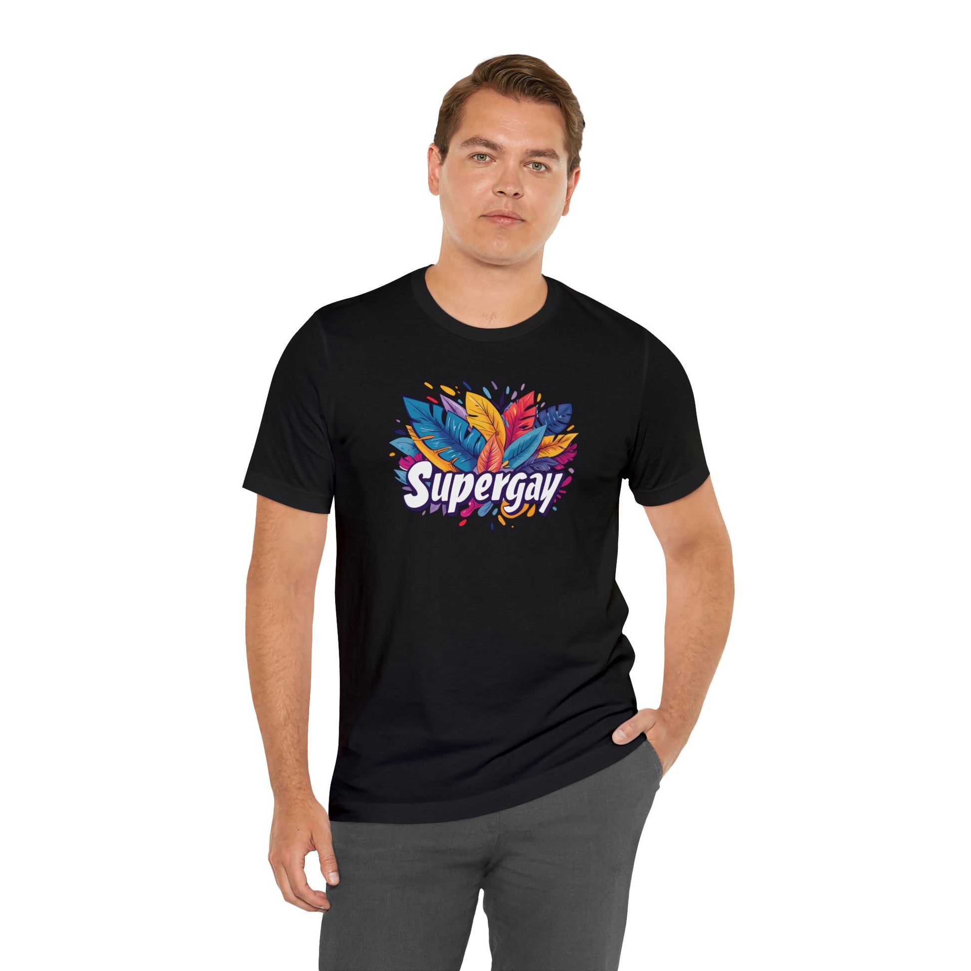 Supergay Unisex T-shirt - T-Shirt - Black - S - The Lucky Wombat