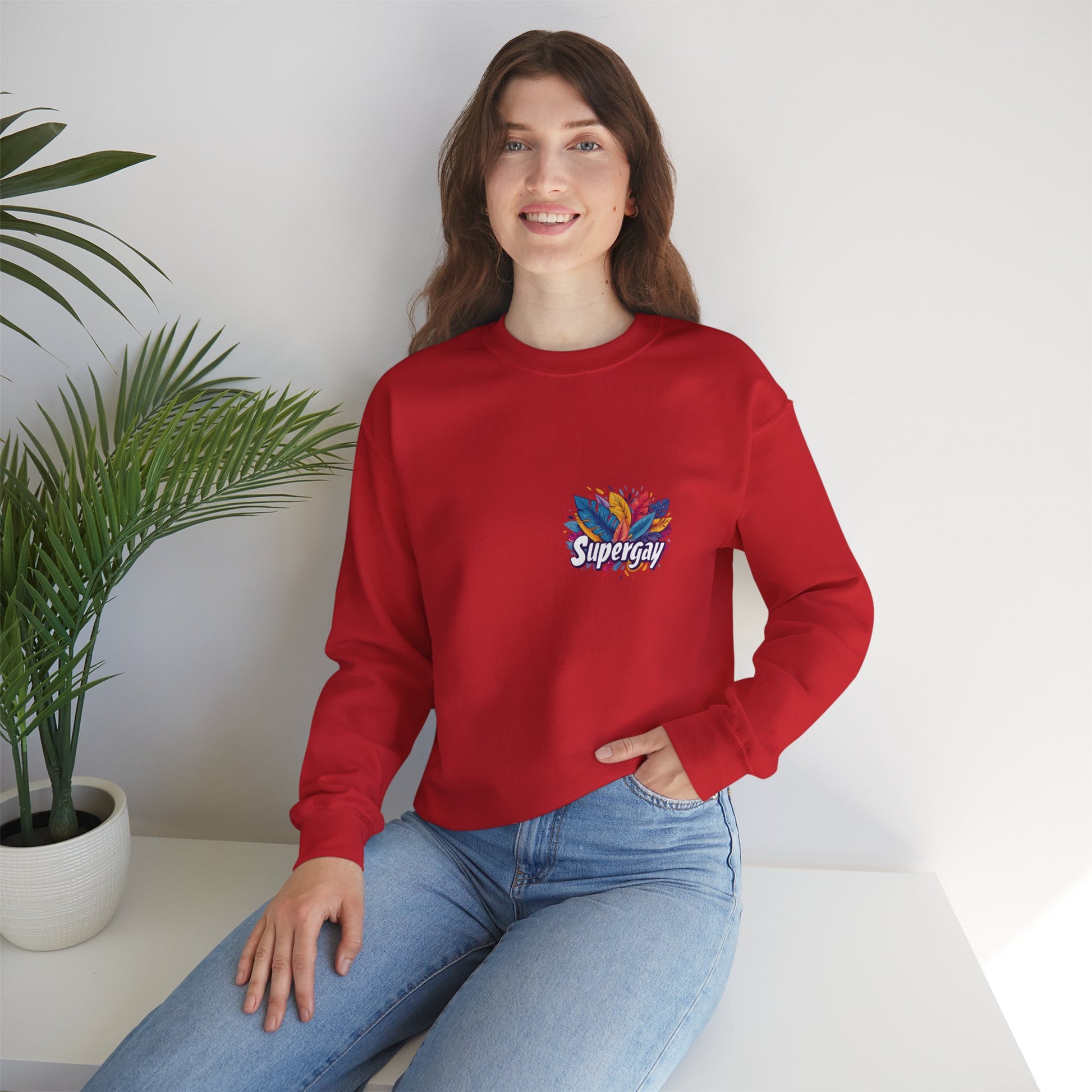 Supergay | heart - side print - Unisex Sweatshirt - Sweatshirt - The Lucky Wombat