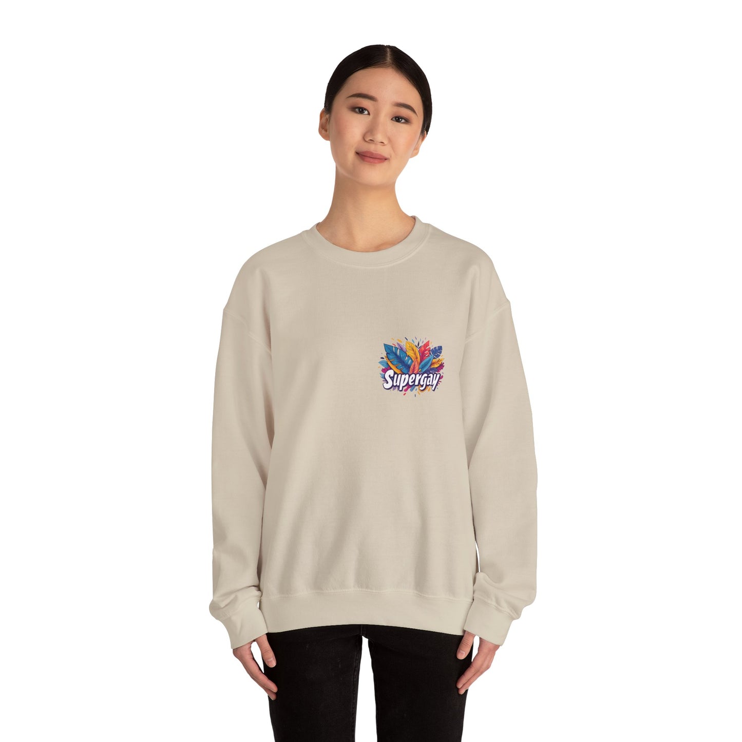 Supergay | heart - side print - Unisex Sweatshirt - Sweatshirt - The Lucky Wombat