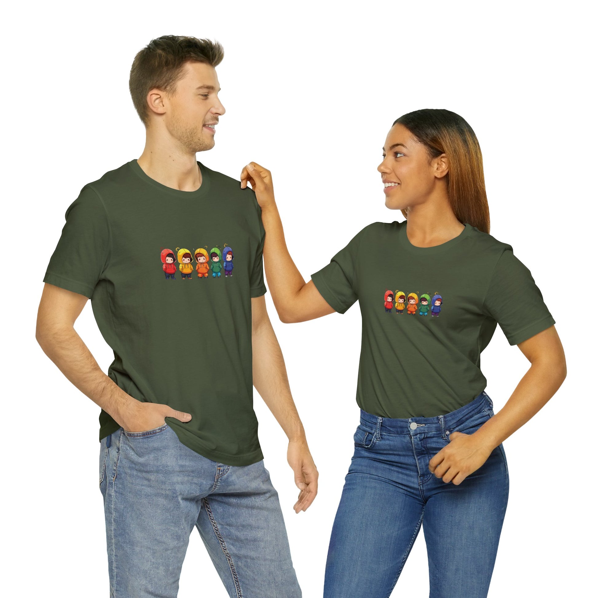 Cutties in Hoodies - Unisex T-Shirt - T-Shirt - Military Green - The Lucky Wombat