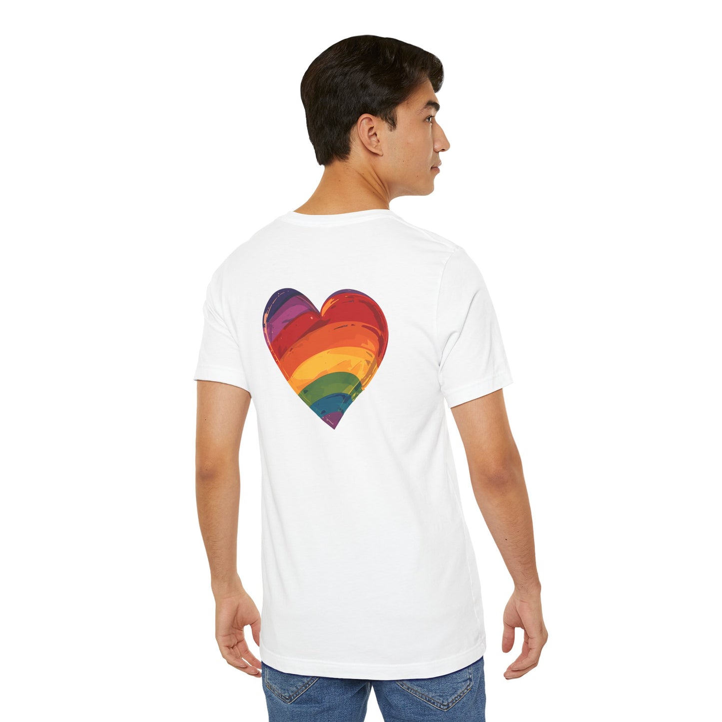 Cartoon Rainbow Heart - Heart - Side Print - Unisex T-Shirt - T-Shirt - The Lucky Wombat