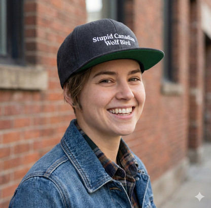 Stupid Canadian Wolf Bird Snapback Hat - Trucker Cap