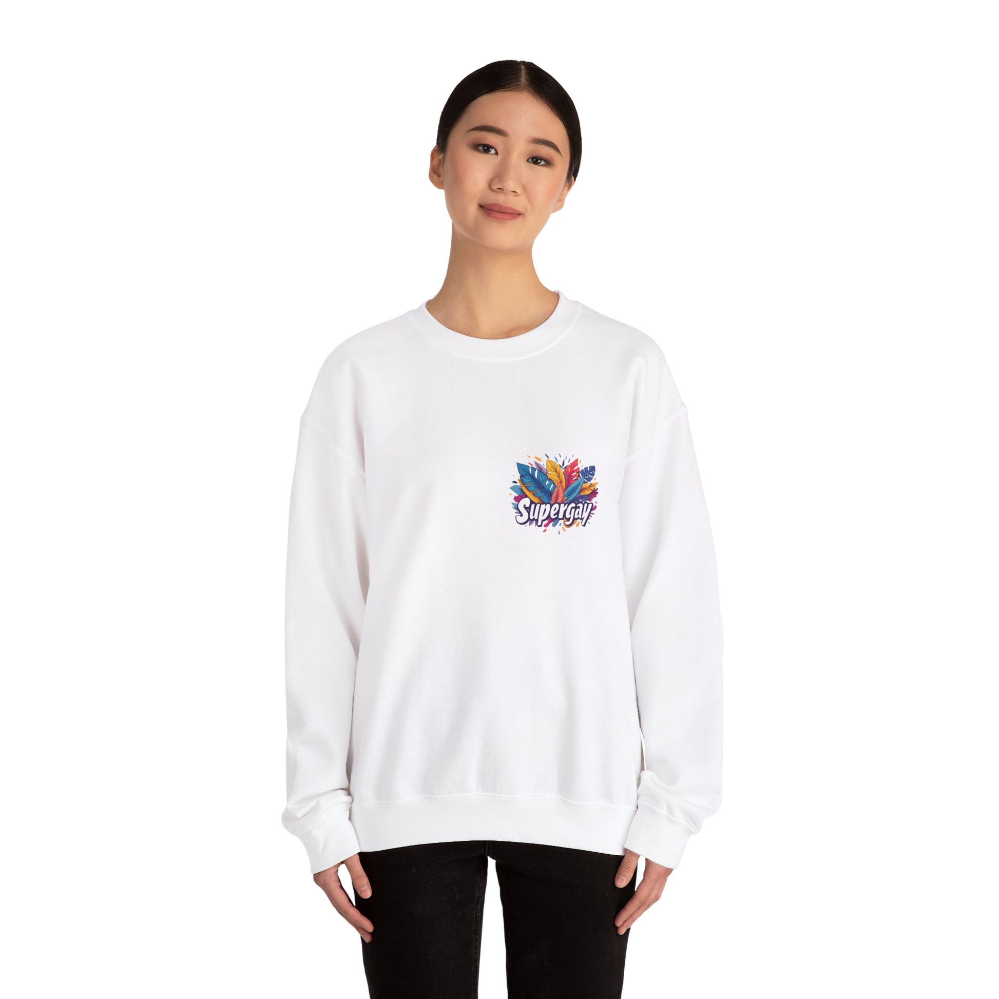 Supergay | heart - side print - Unisex Sweatshirt - Sweatshirt - The Lucky Wombat